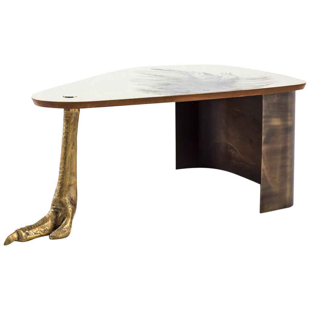 Cast Brass, Etched Brass and Burnished Steel Ostrich Coffee Table by Egg Designs