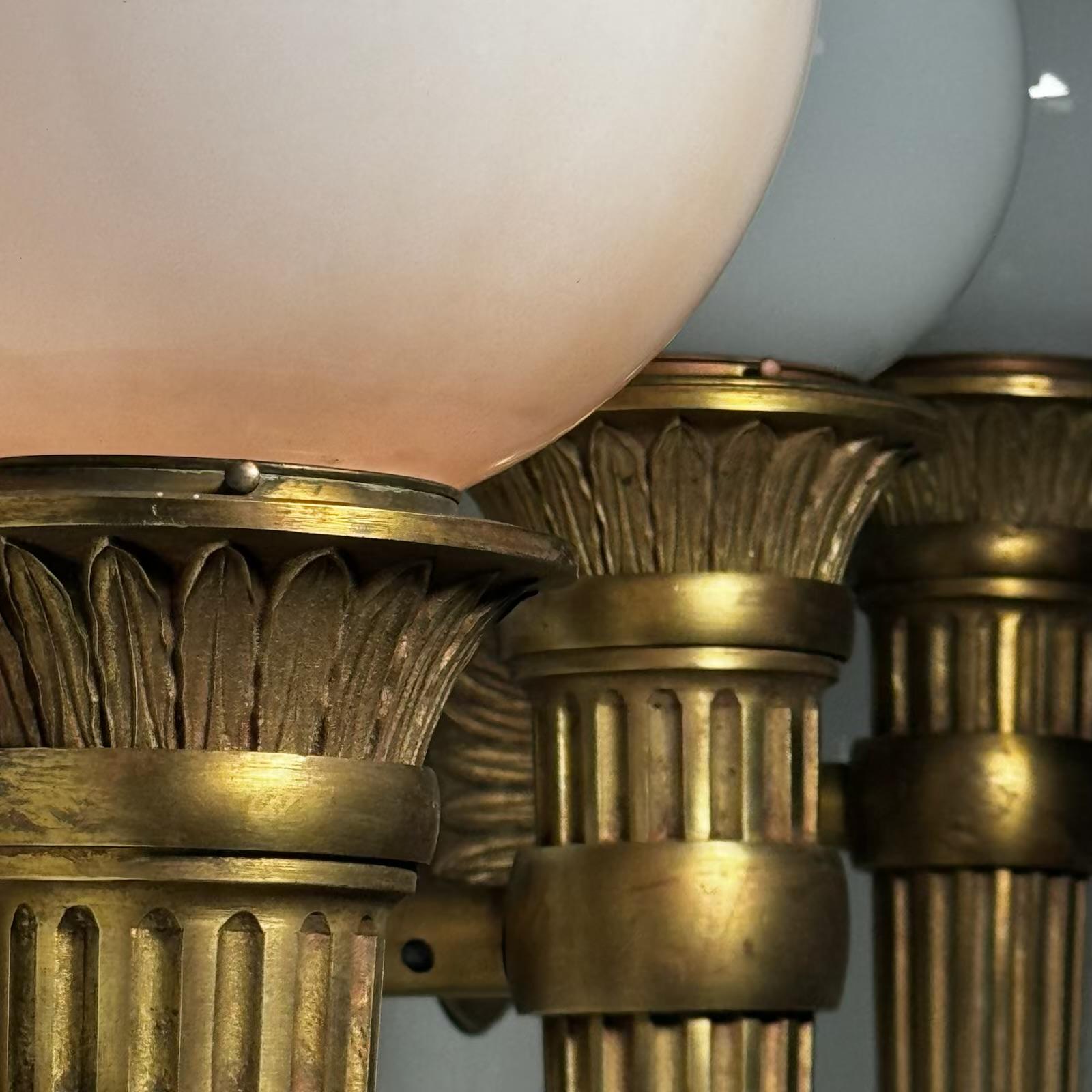 Cast Brass Exterior light sconces c 1900 4