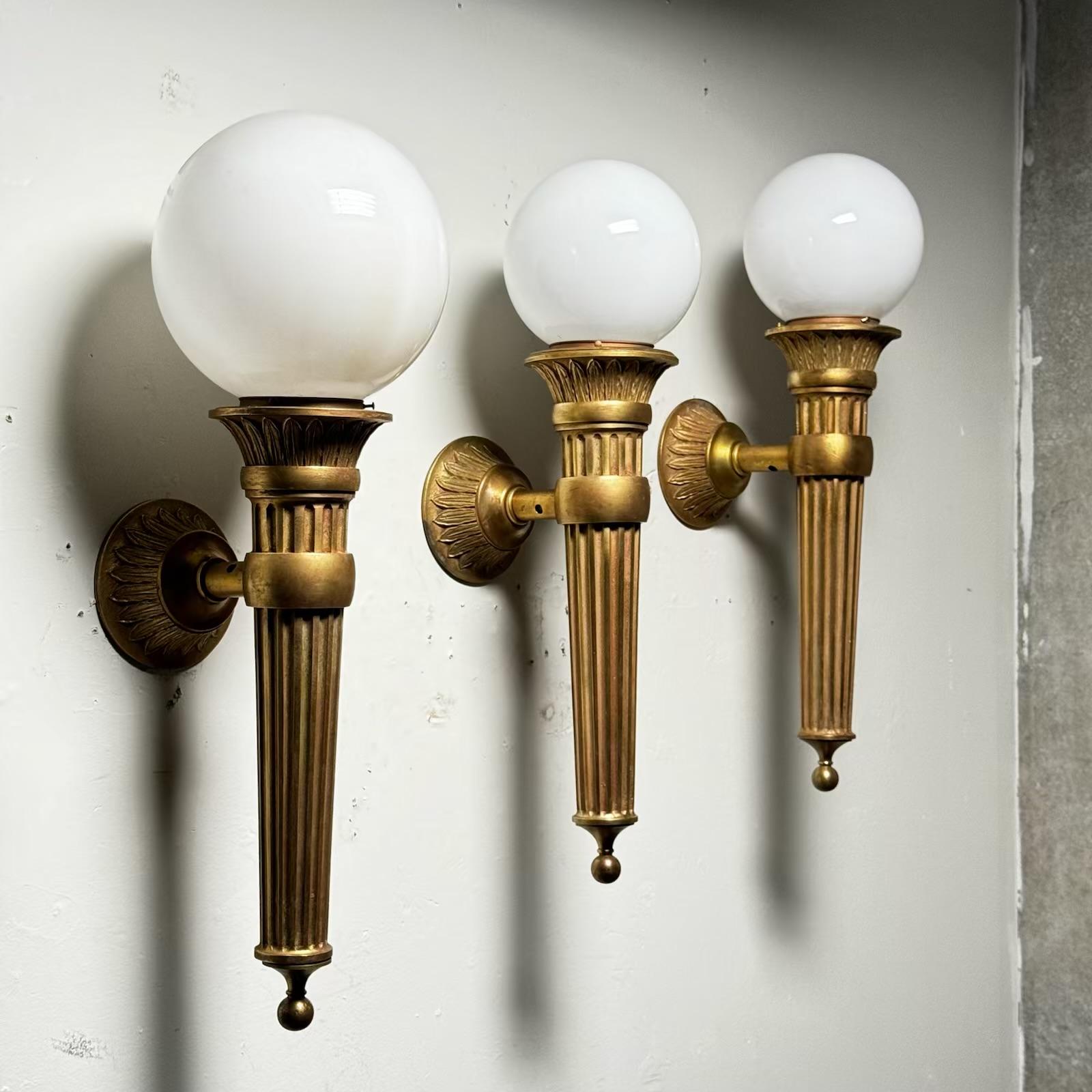 Early 20th Century Cast Brass Exterior light sconces c 1900