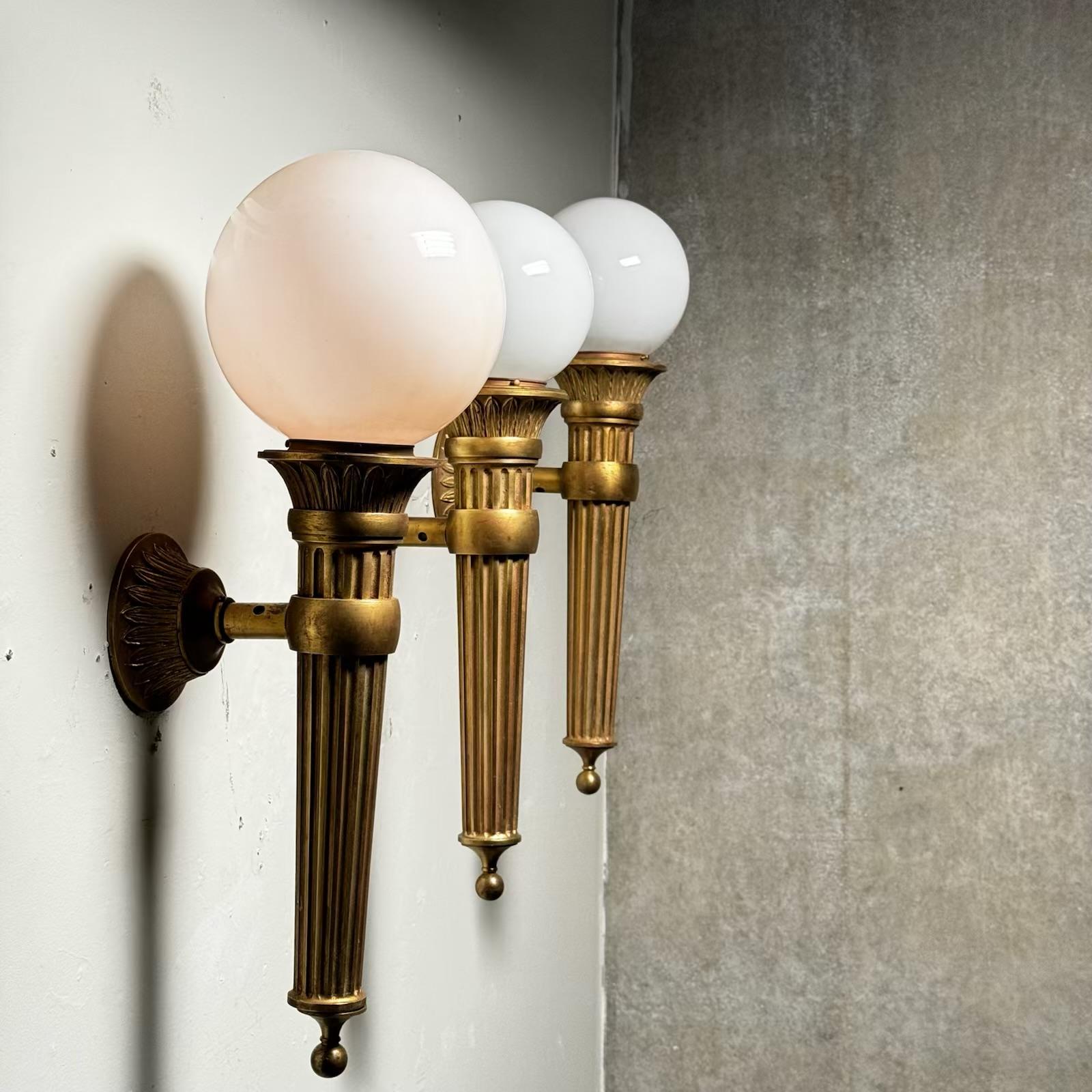 Cast Brass Exterior light sconces c 1900 1