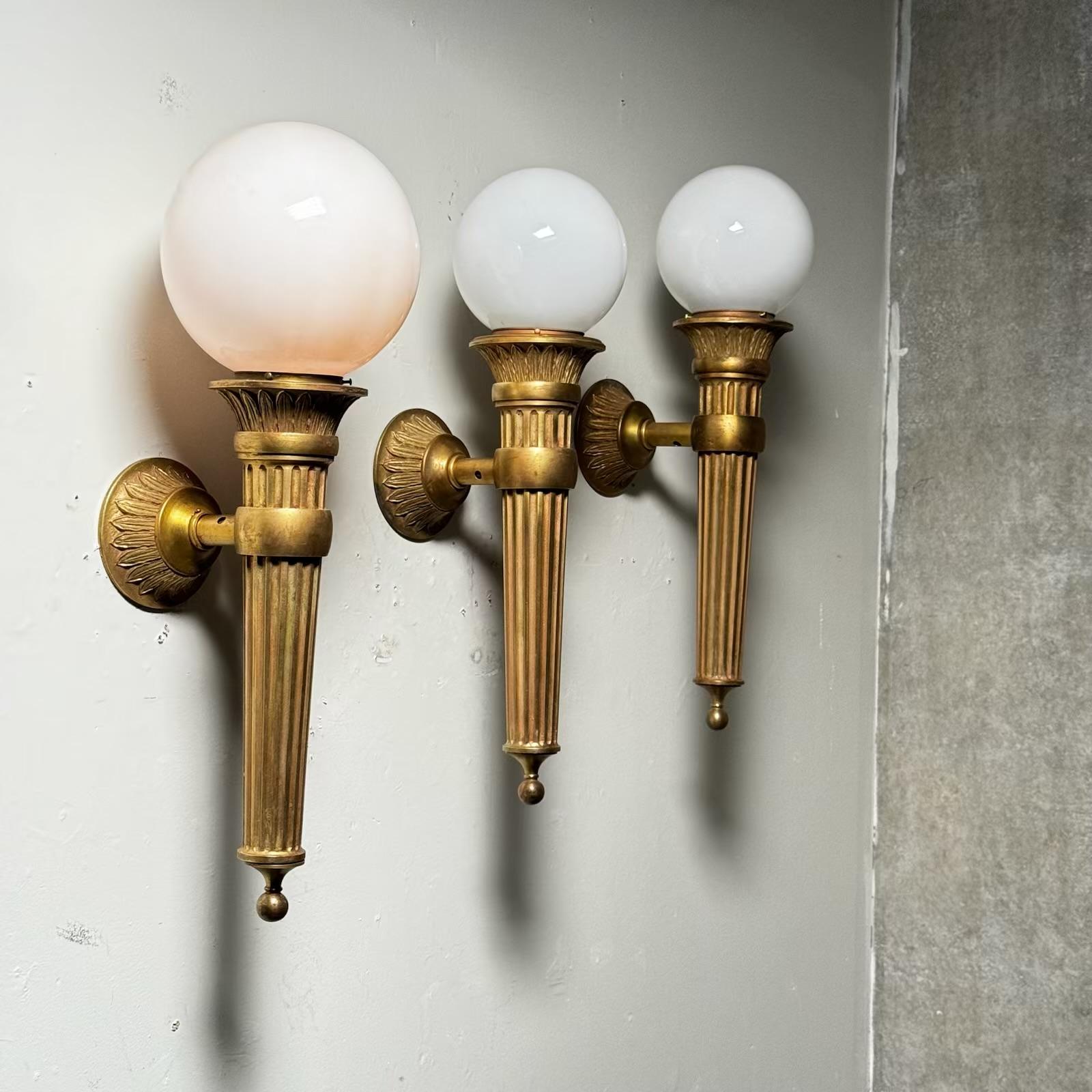 Cast Brass Exterior light sconces c 1900 2
