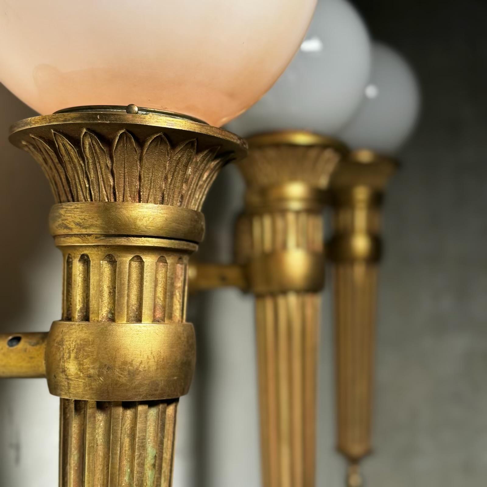 Cast Brass Exterior light sconces c 1900 3