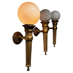Antique Cast Brass Exterior light sconces c 1900