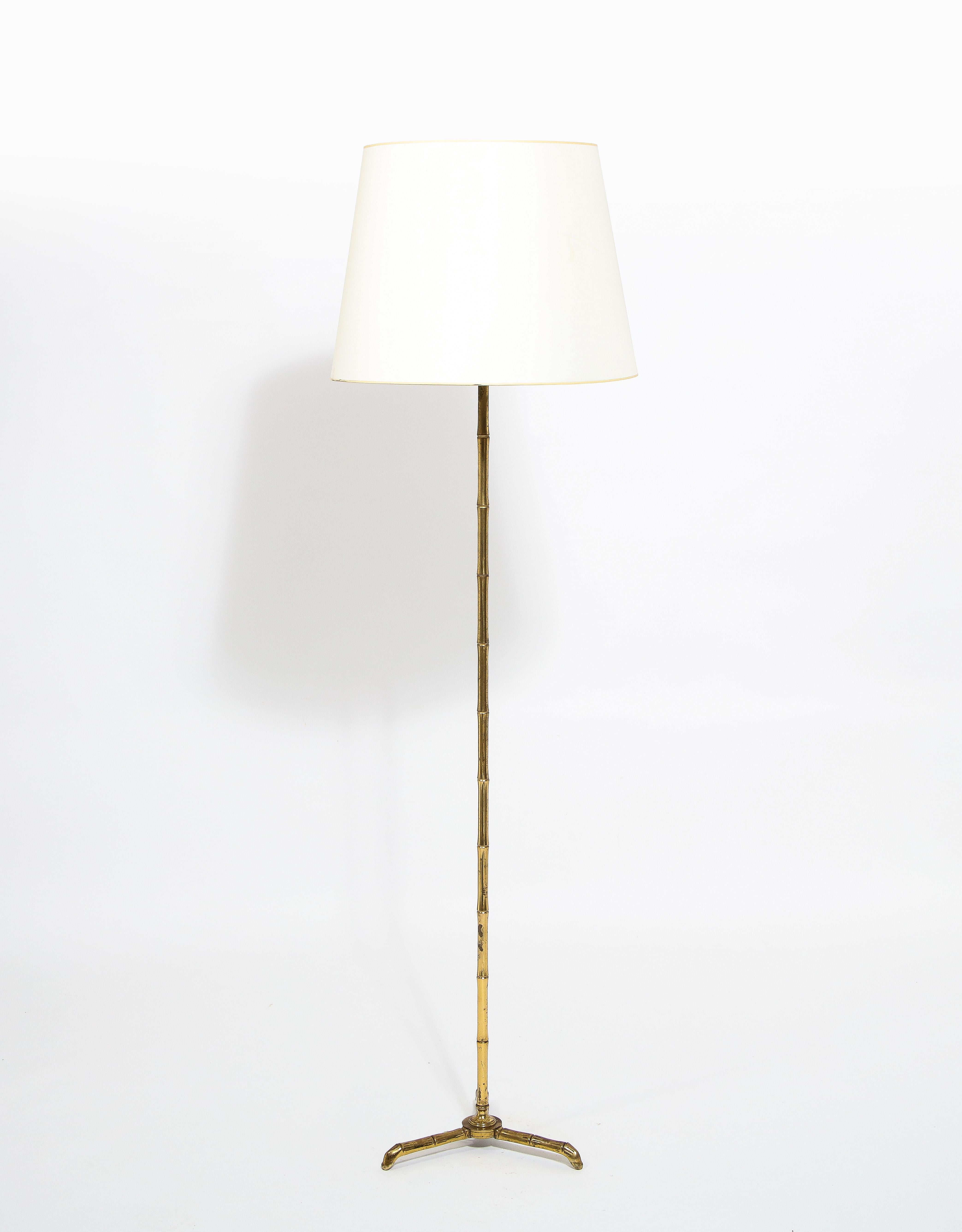 Cast Brass Faux Bamboo Floor Lamp, France 1960's 4
