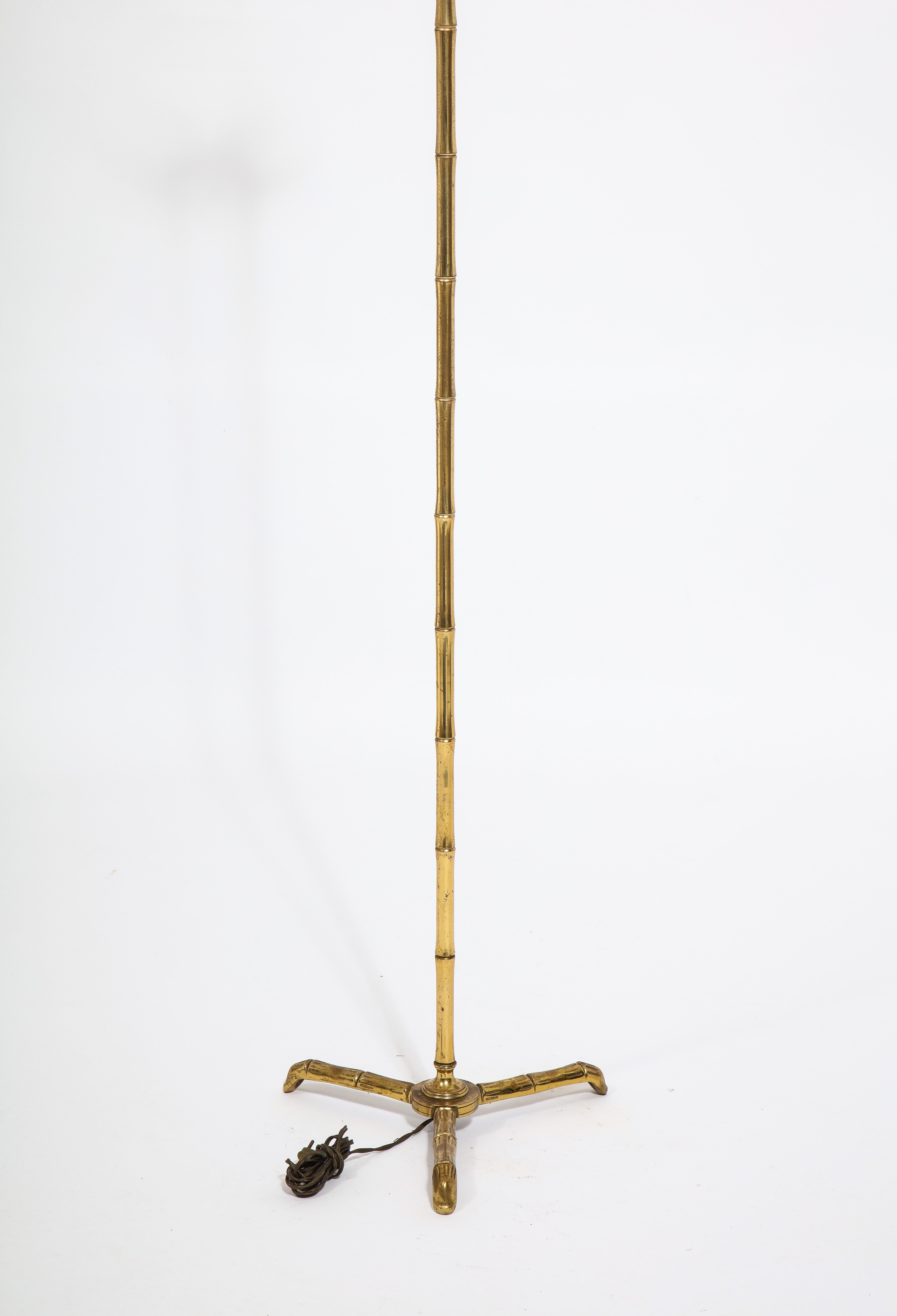 Cast Brass Faux Bamboo Floor Lamp, France 1960's 1
