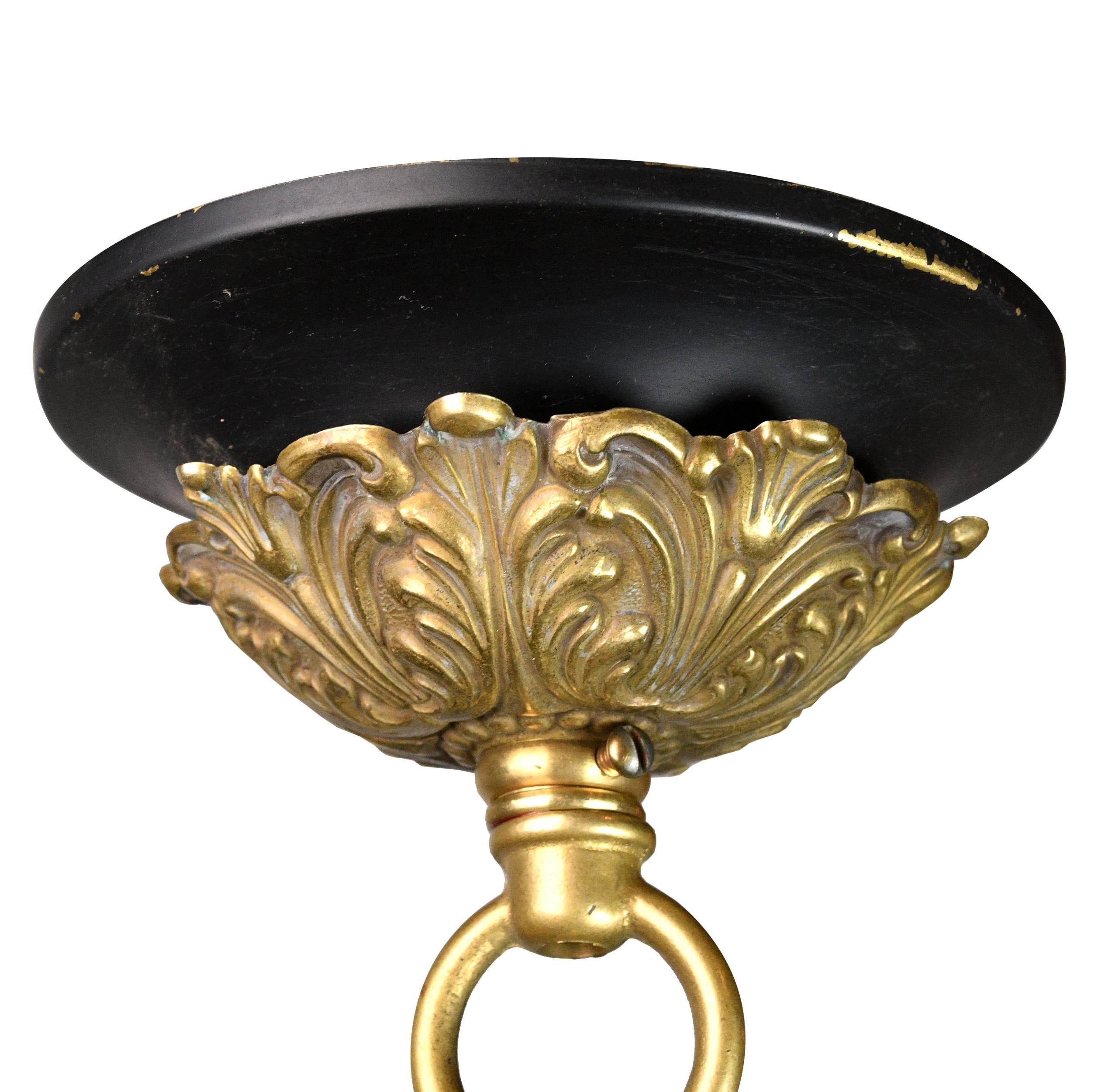 Cast Brass Four Shade Beaux Arts Chandelier 6