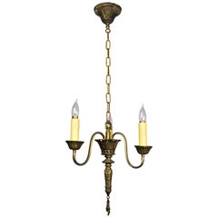 Cast Brass French Empire Style Three-Candle Chandelier