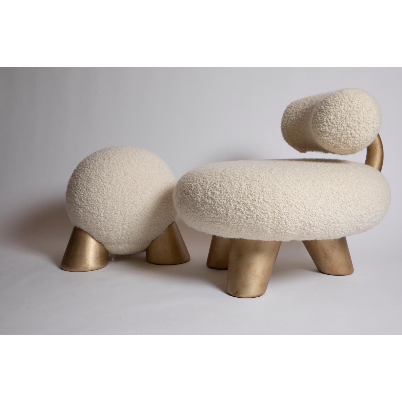 Cast Brass Fur Atlas Stool by Pietro Franceschini In New Condition For Sale In Geneve, CH