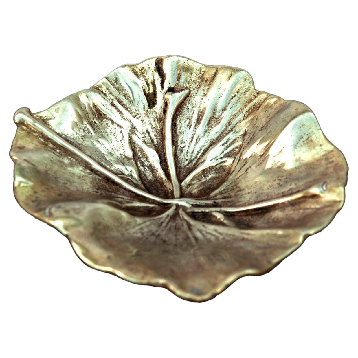Cast Brass Ginko Leaf Tray by Virginia Metalcrafters  For Sale