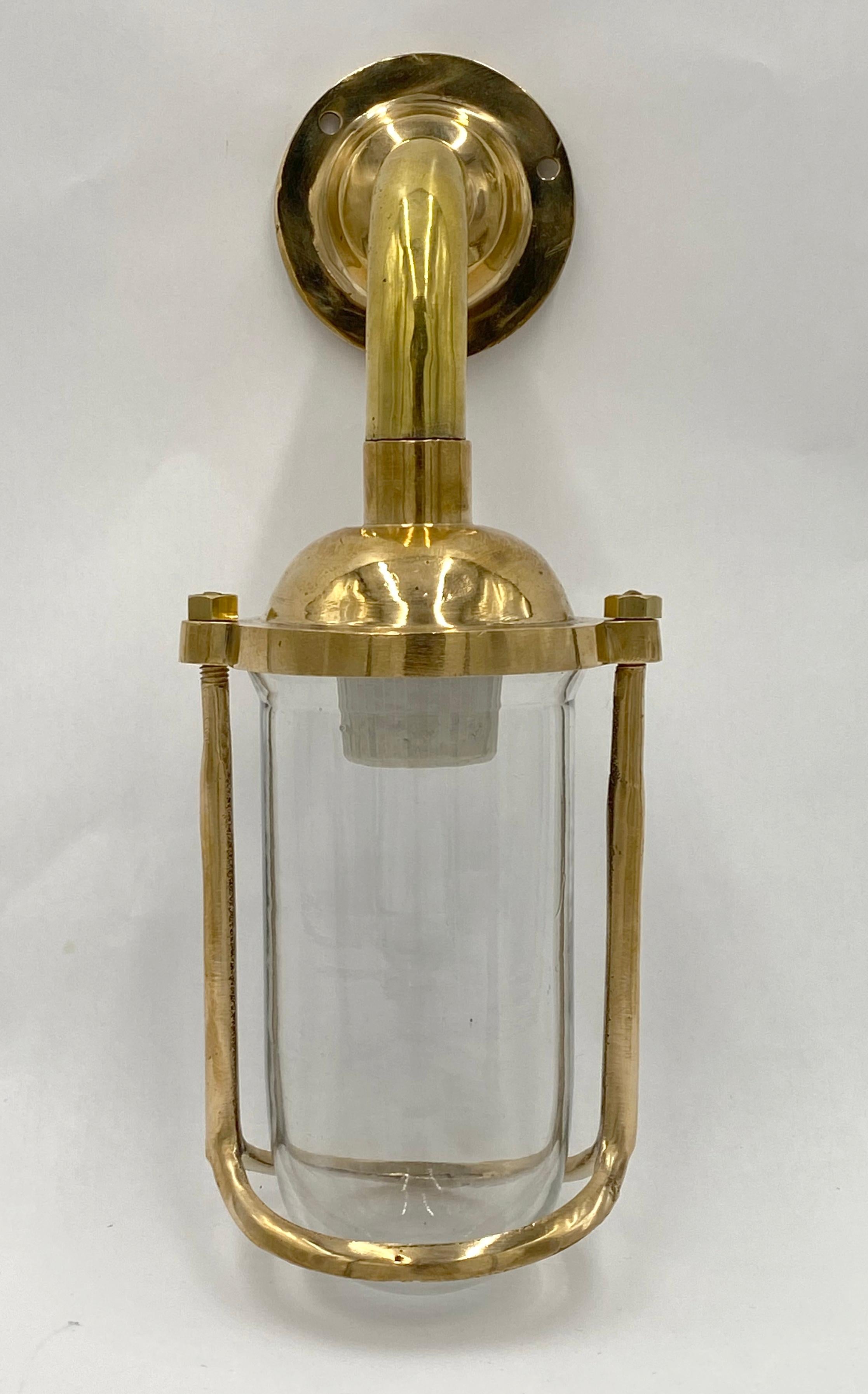 Contemporary Cast Brass Glass Nautical Ship Sconce Light Qty Available