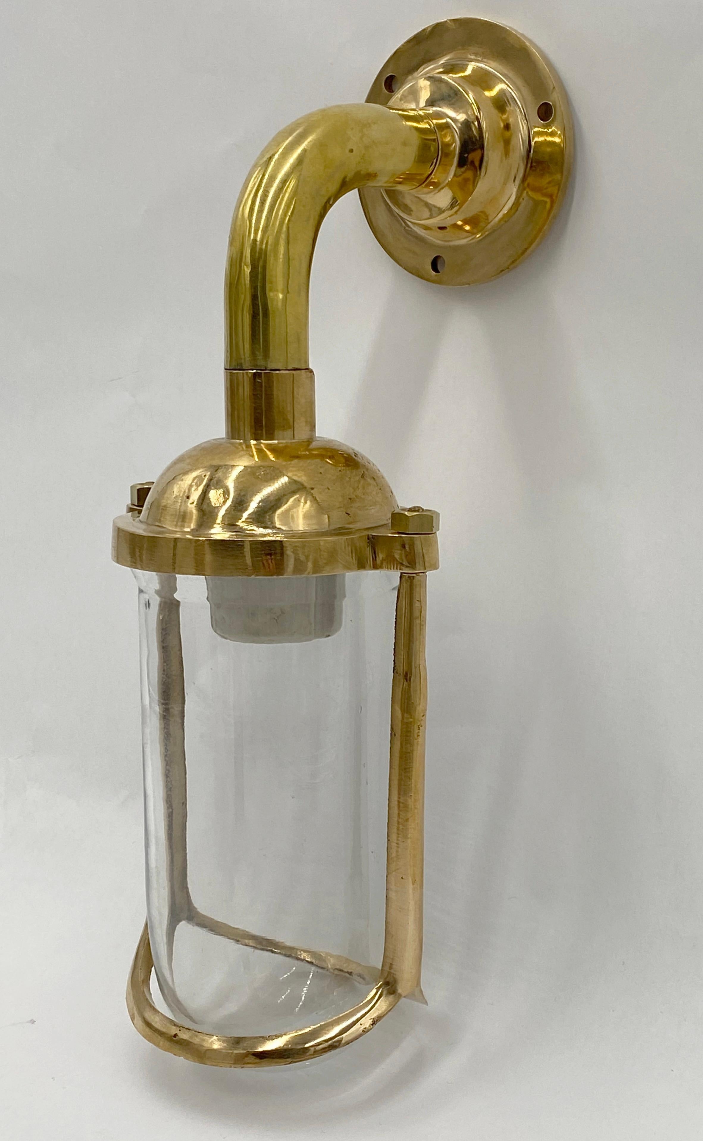 Bronze Cast Brass Glass Nautical Ship Sconce Light Qty Available