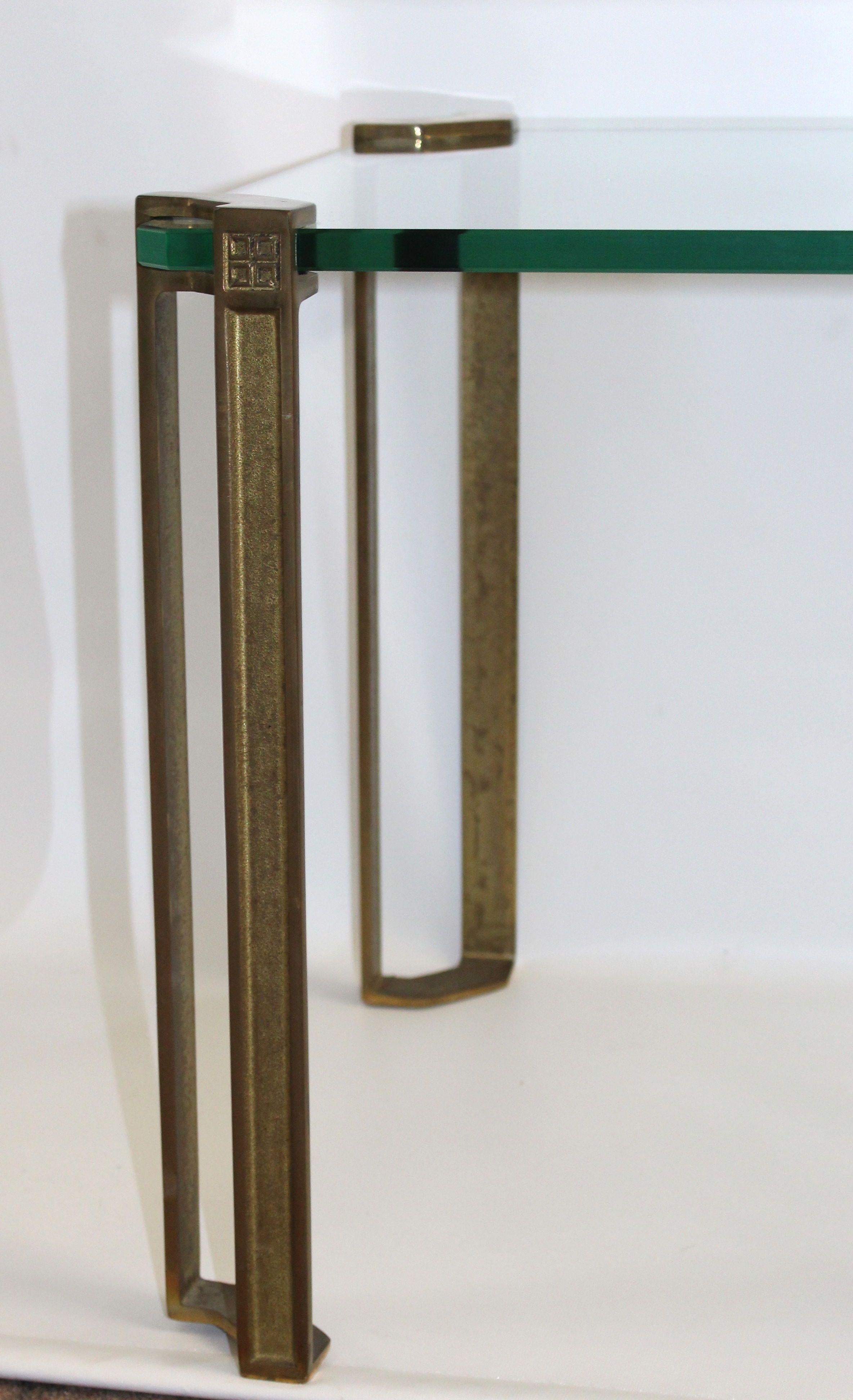 Late 20th Century Cast Brass & Glass Pair Side Tables by Peter Ghyczy, Germany, 1970s