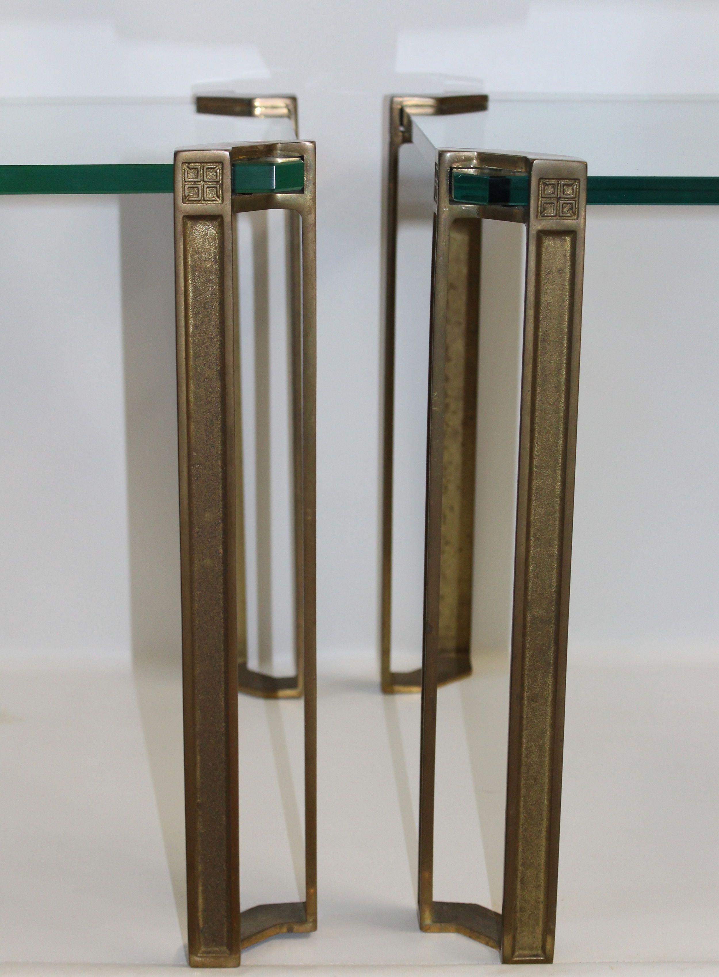 Cast Brass & Glass Pair Side Tables by Peter Ghyczy, Germany, 1970s 1