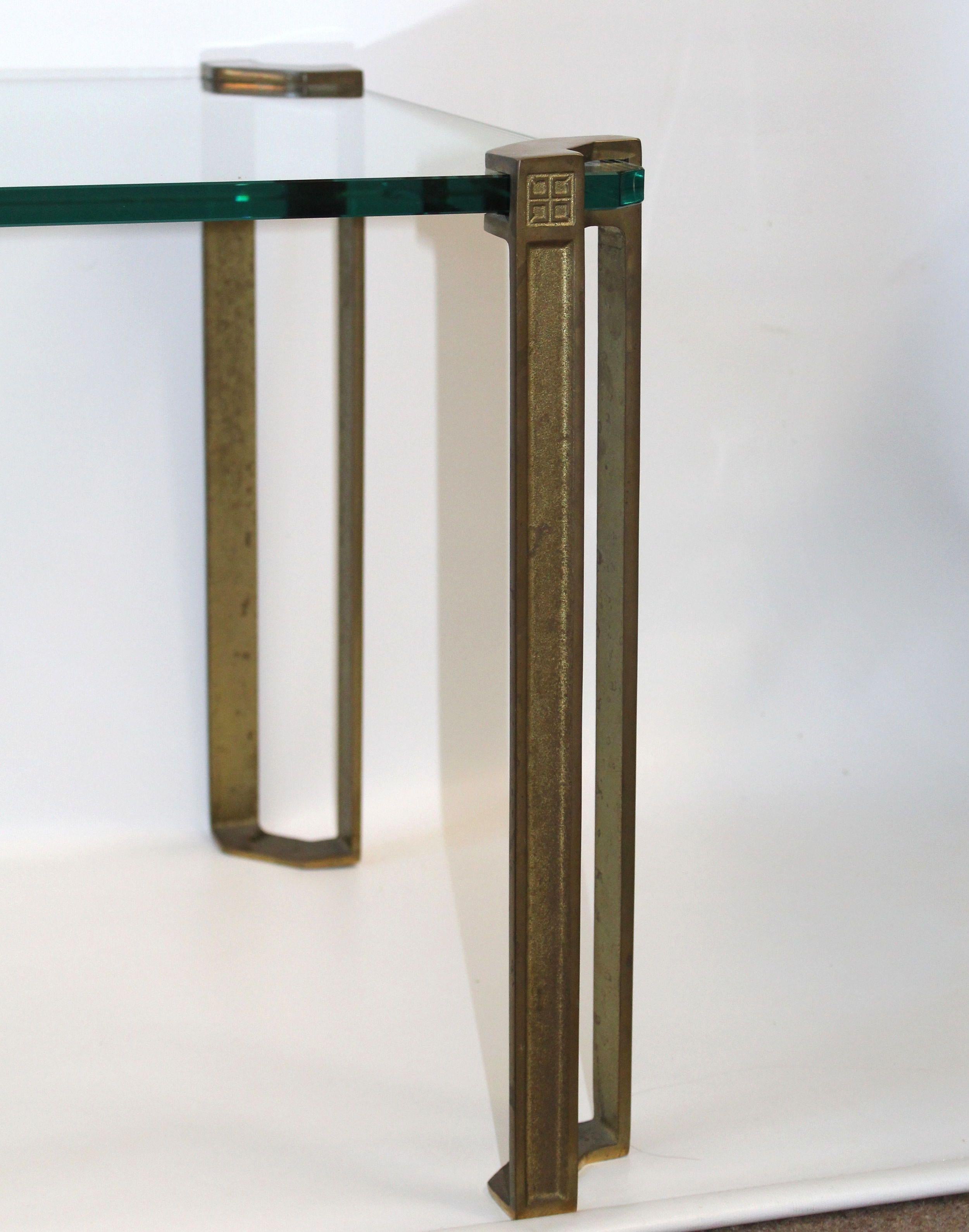 Cast Brass & Glass Pair Side Tables by Peter Ghyczy, Germany, 1970s 2