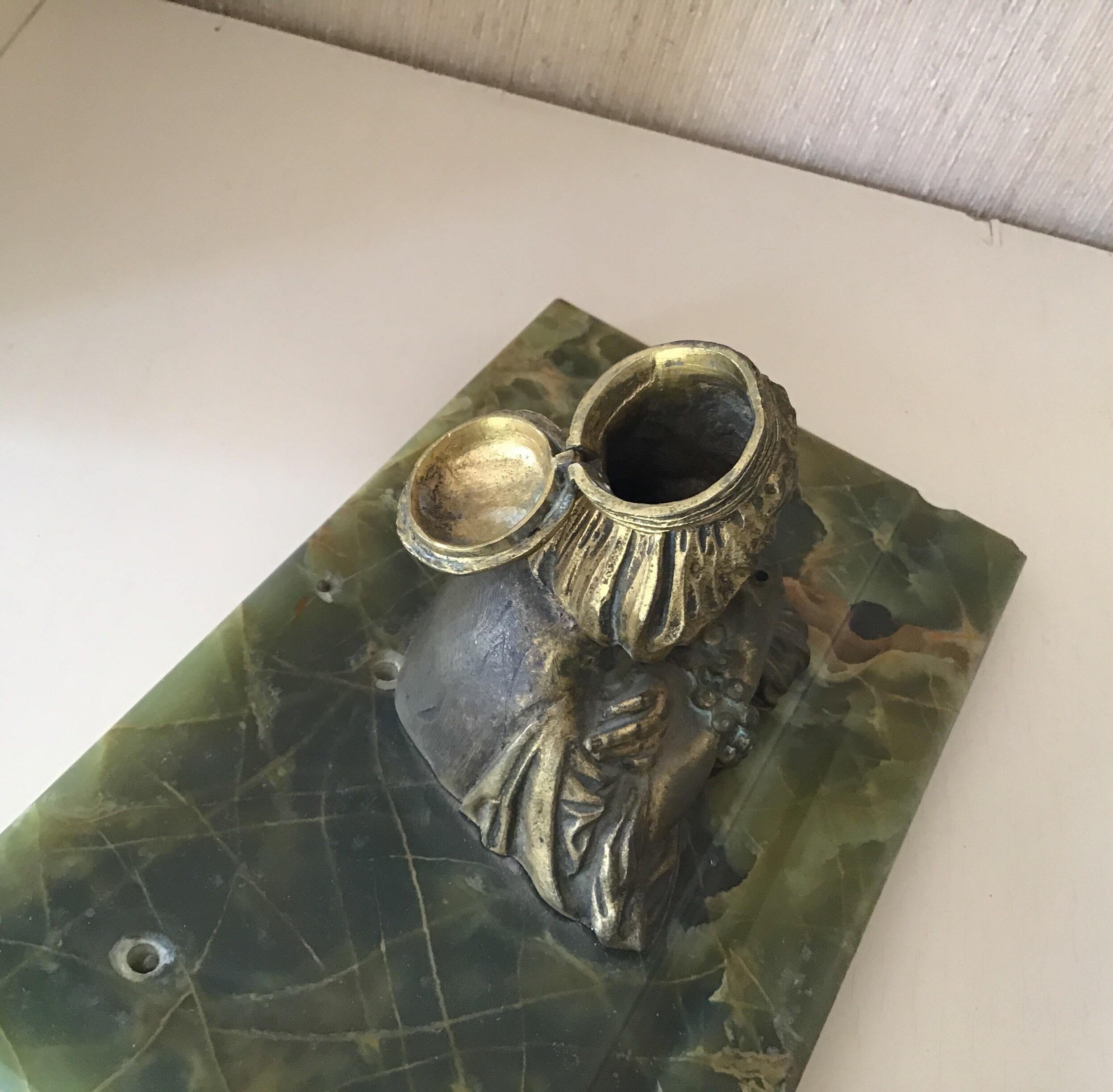 Cast Gilt Brass Figural Inkwell For Sale 3