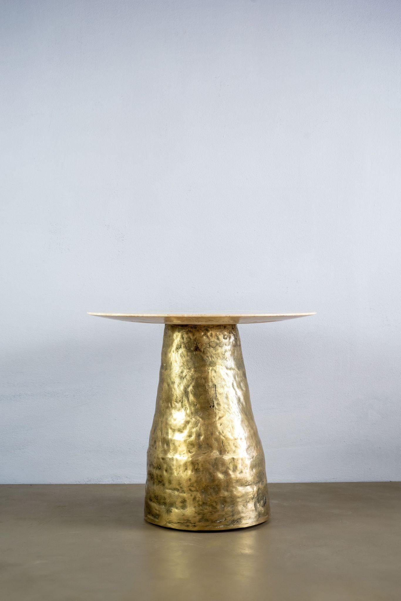 Italian cast brass italian marble exclusive unique end table  For Sale