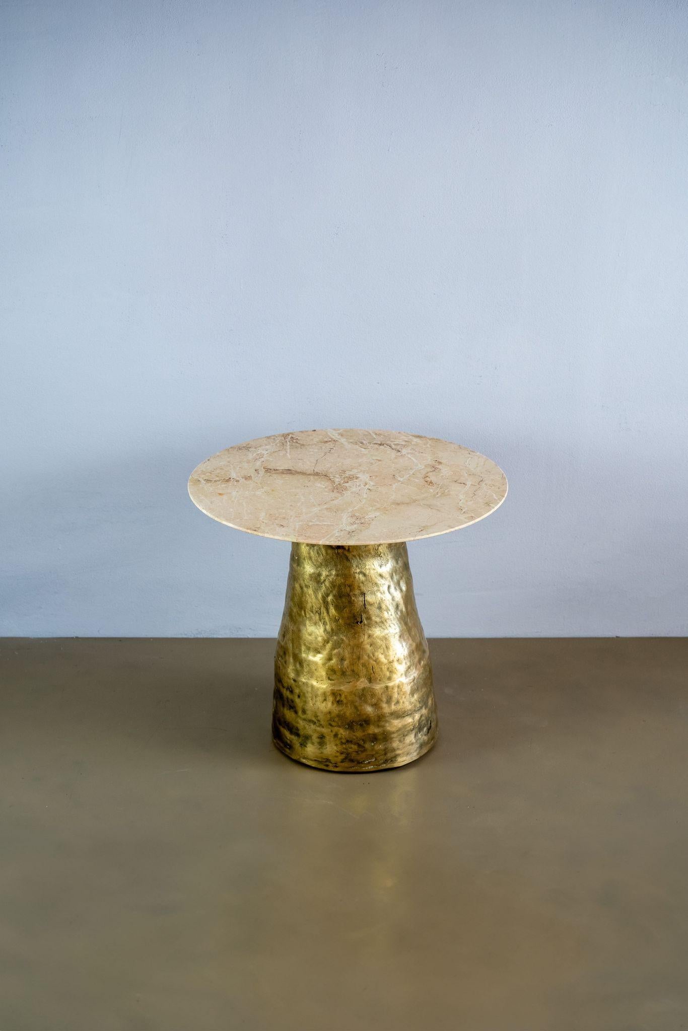 Hand-Crafted cast brass italian marble exclusive unique end table  For Sale