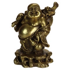 Cast Brass Laughing or Travelling Buddha Figurine C1900