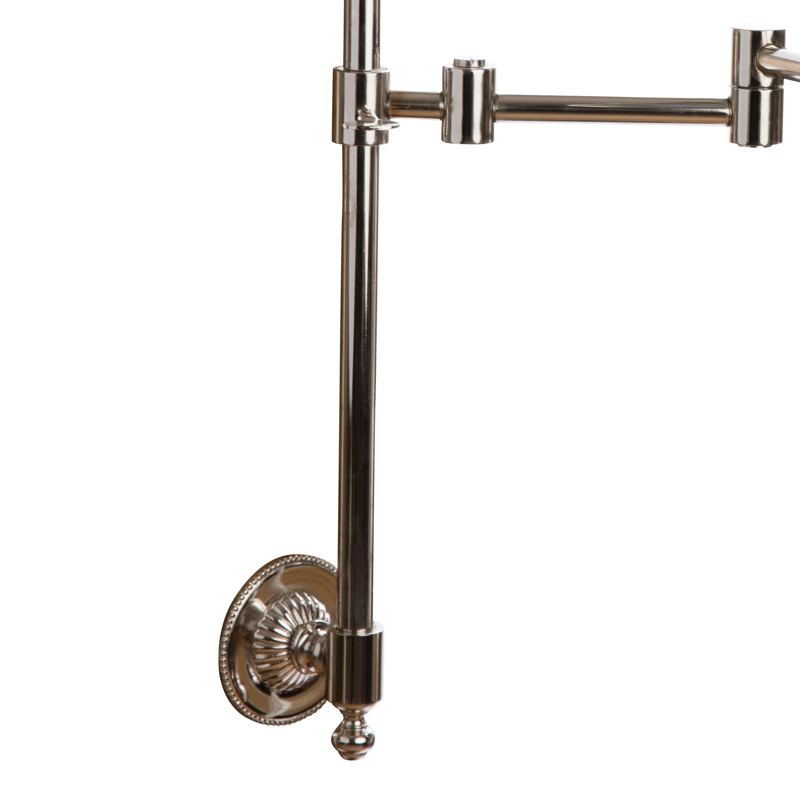 Cast Brass Library Light in Polished Nickel with Nickel Plated Brass Lampshade For Sale 3