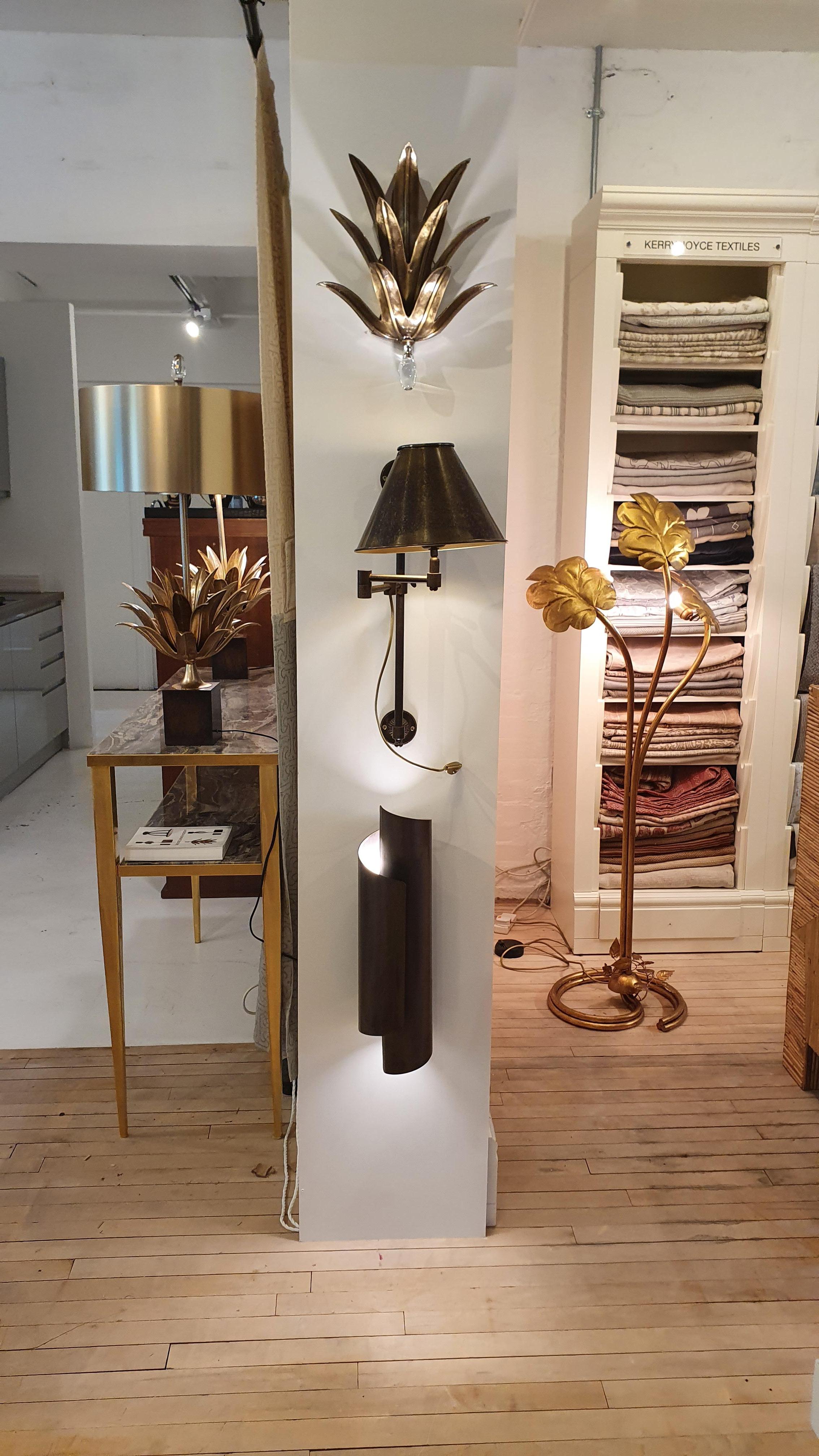 Cast Brass Library Light in Polished Nickel with Nickel Plated Brass Lampshade For Sale 5