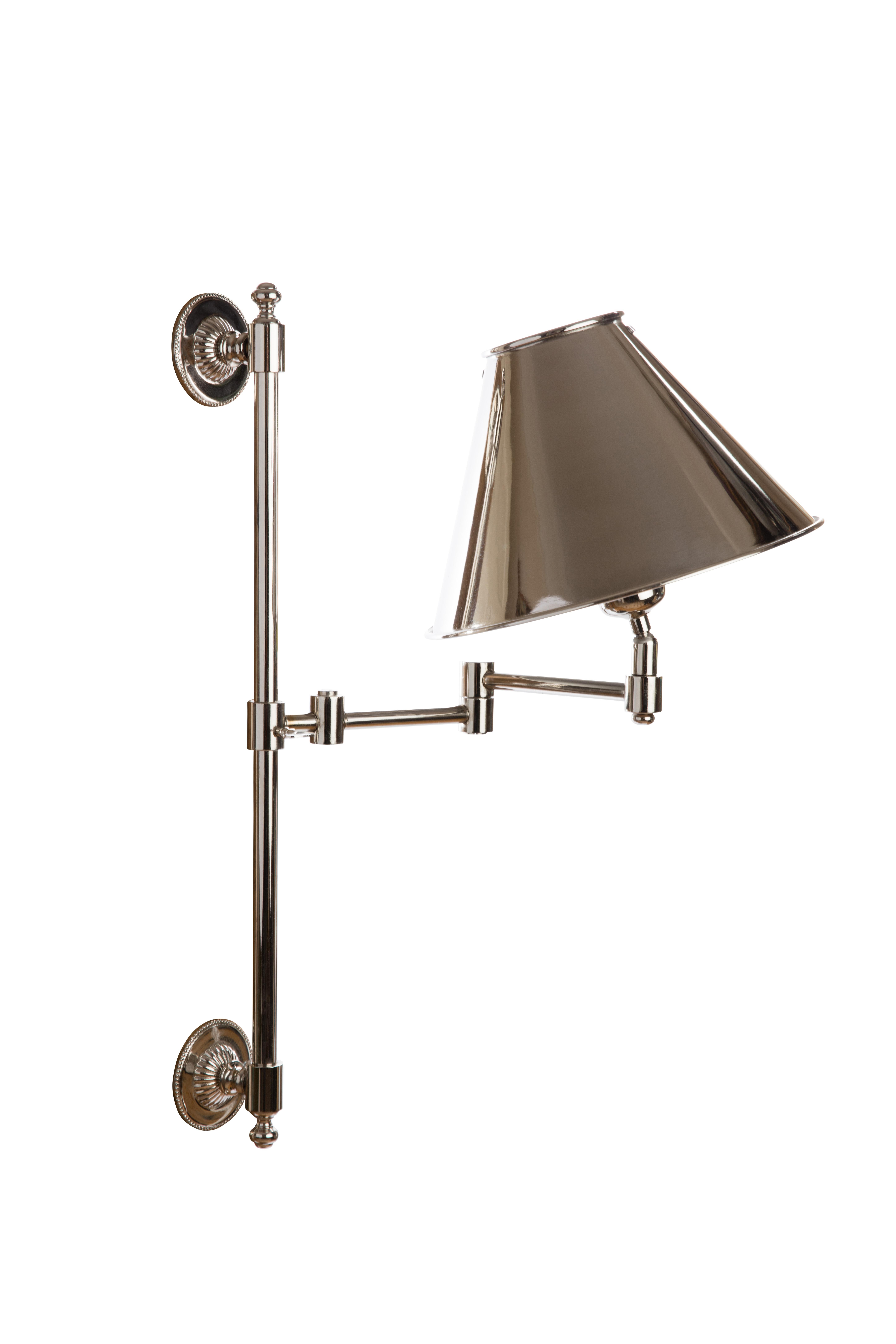 Designed by Andrew and produced by hand with care and attention to detail, the Swing Arm Library Light was introduced to the collection in 2013 and has been one of our best selling sconces since, probably due to its huge versatility - as shown in
