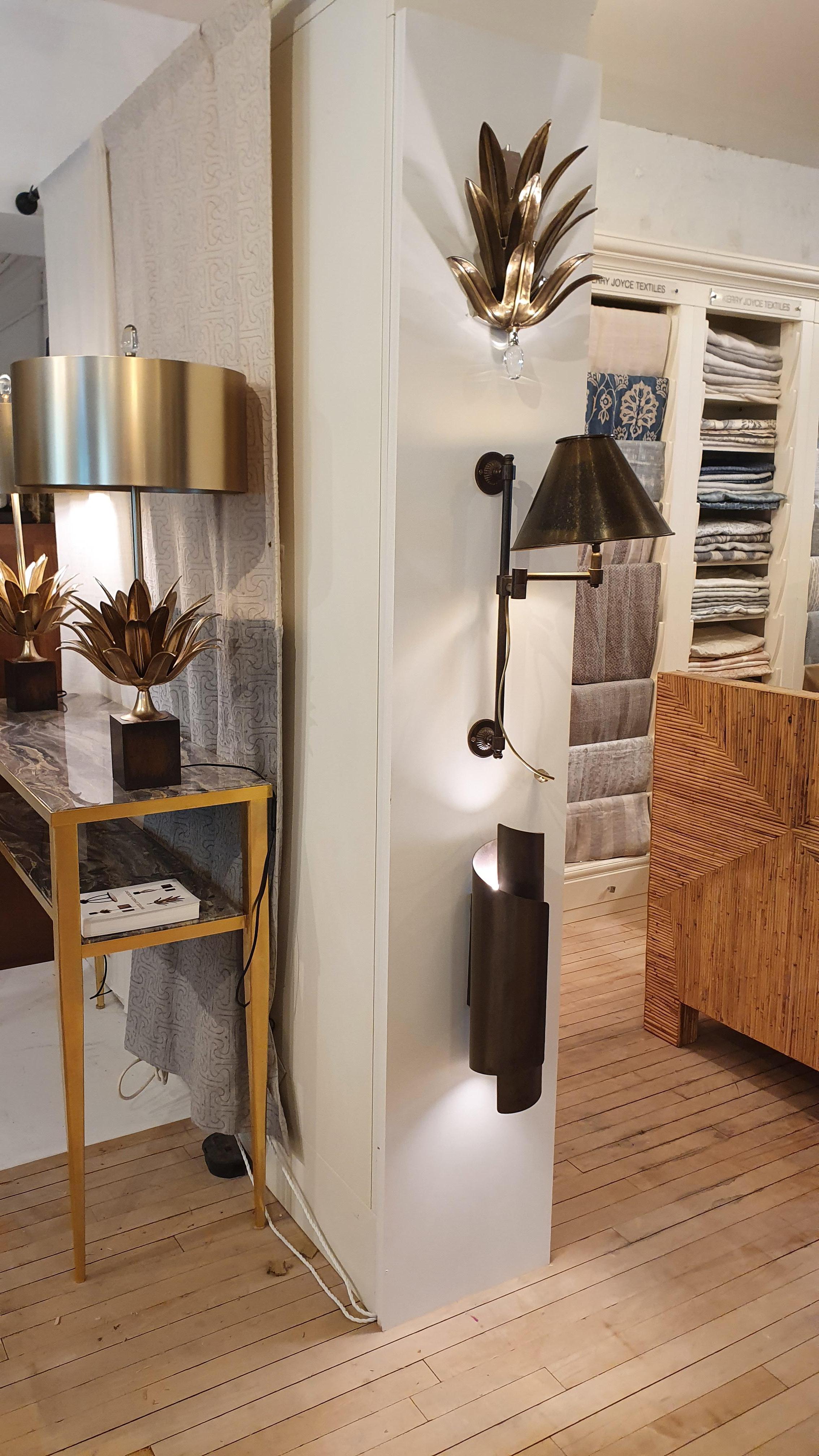 British Cast Brass Library Light in Polished Nickel with Nickel Plated Brass Lampshade For Sale