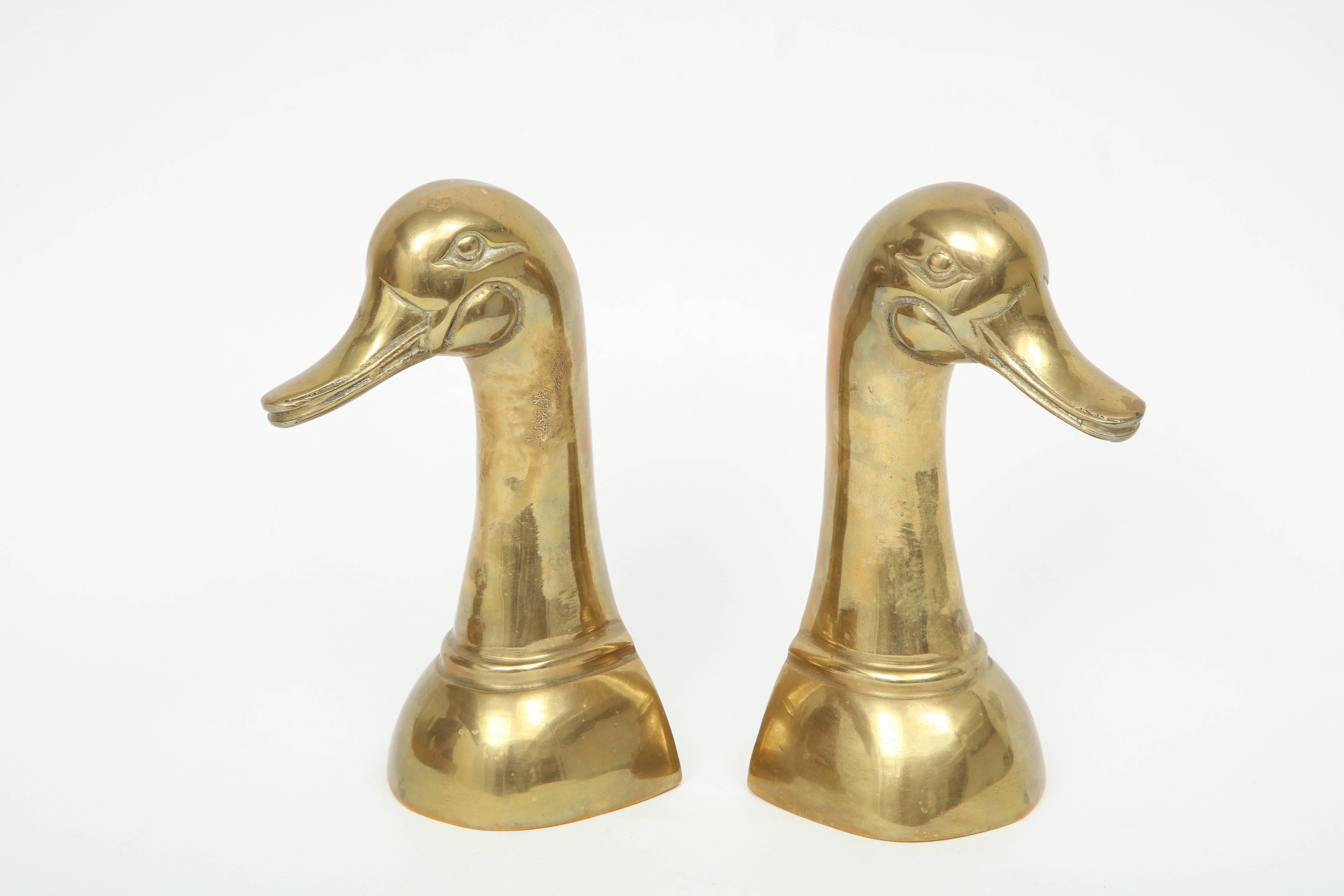 American Classical Cast Brass Mallard Duck Bookends