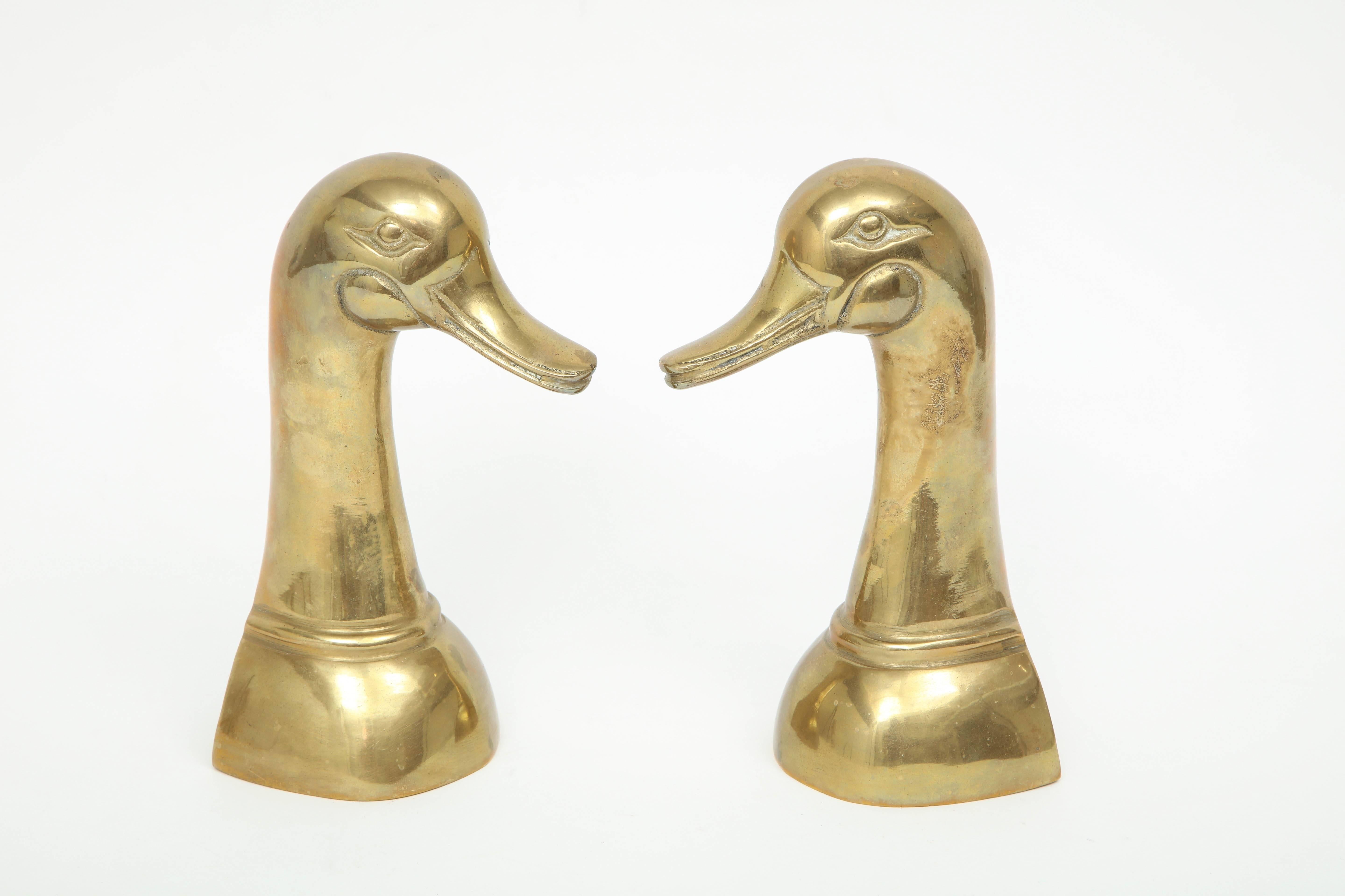 Cast Brass Mallard Duck Bookends In Excellent Condition In New York, NY