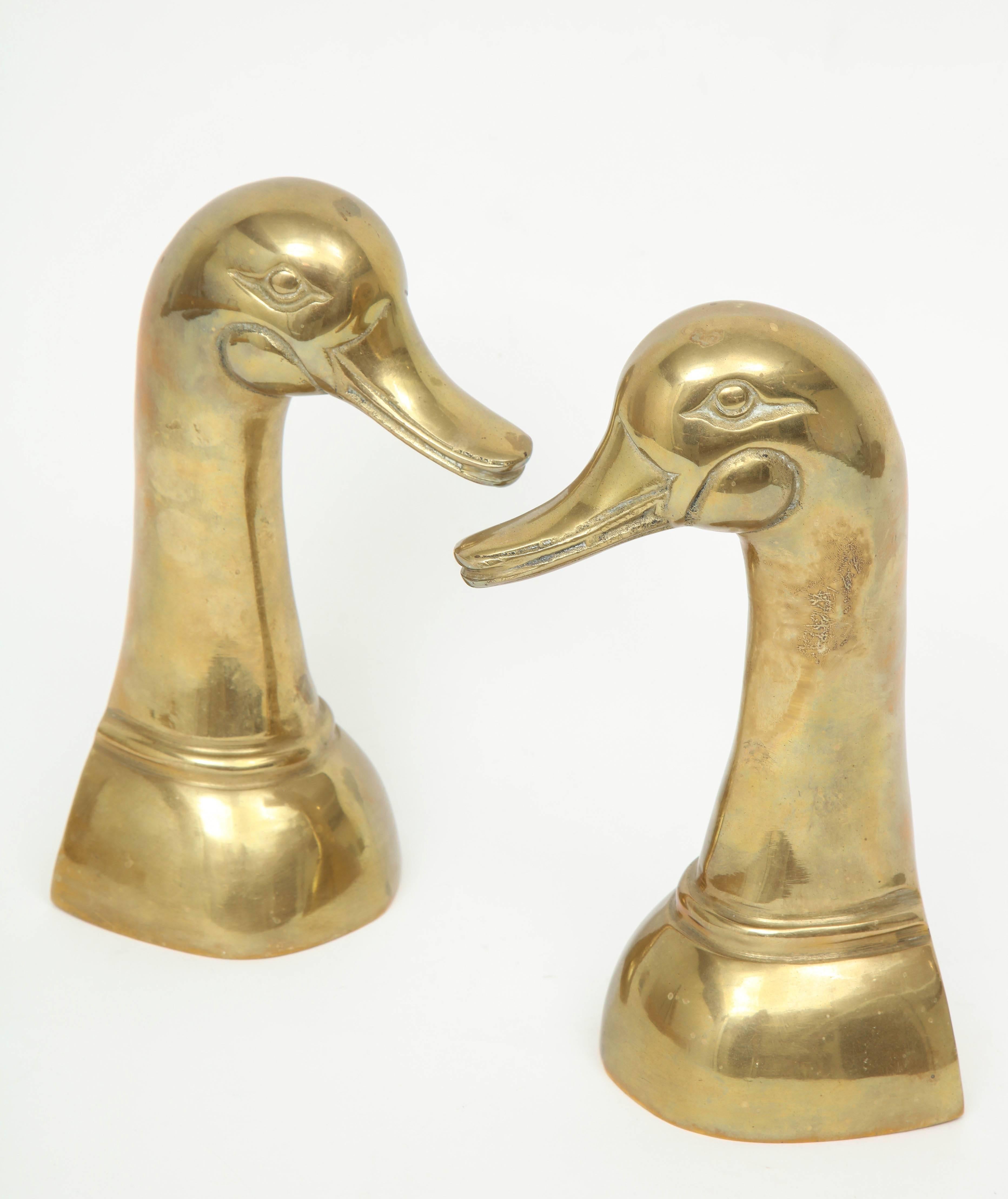 20th Century Cast Brass Mallard Duck Bookends