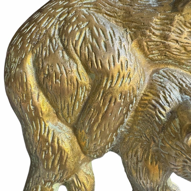 Statue Ours En Laiton Antique - Décoration Vintage Métal - 4x2,4 Cm - Collection Bureau Ou Intérieur