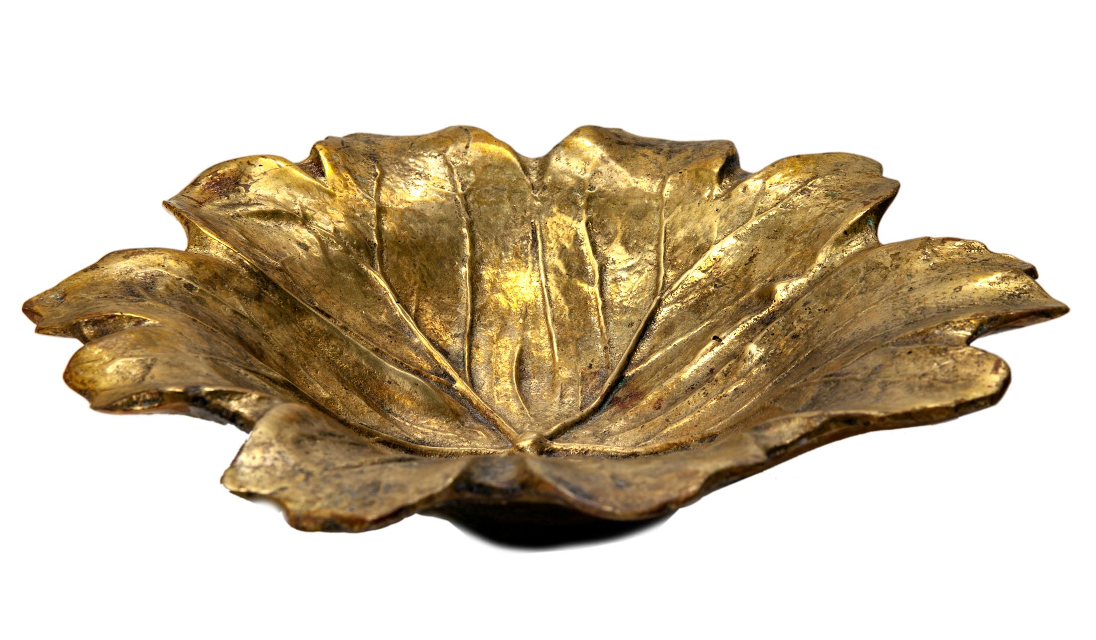 American Cast Brass Mayapple Leaf Tray by Virginia Metalcrafters