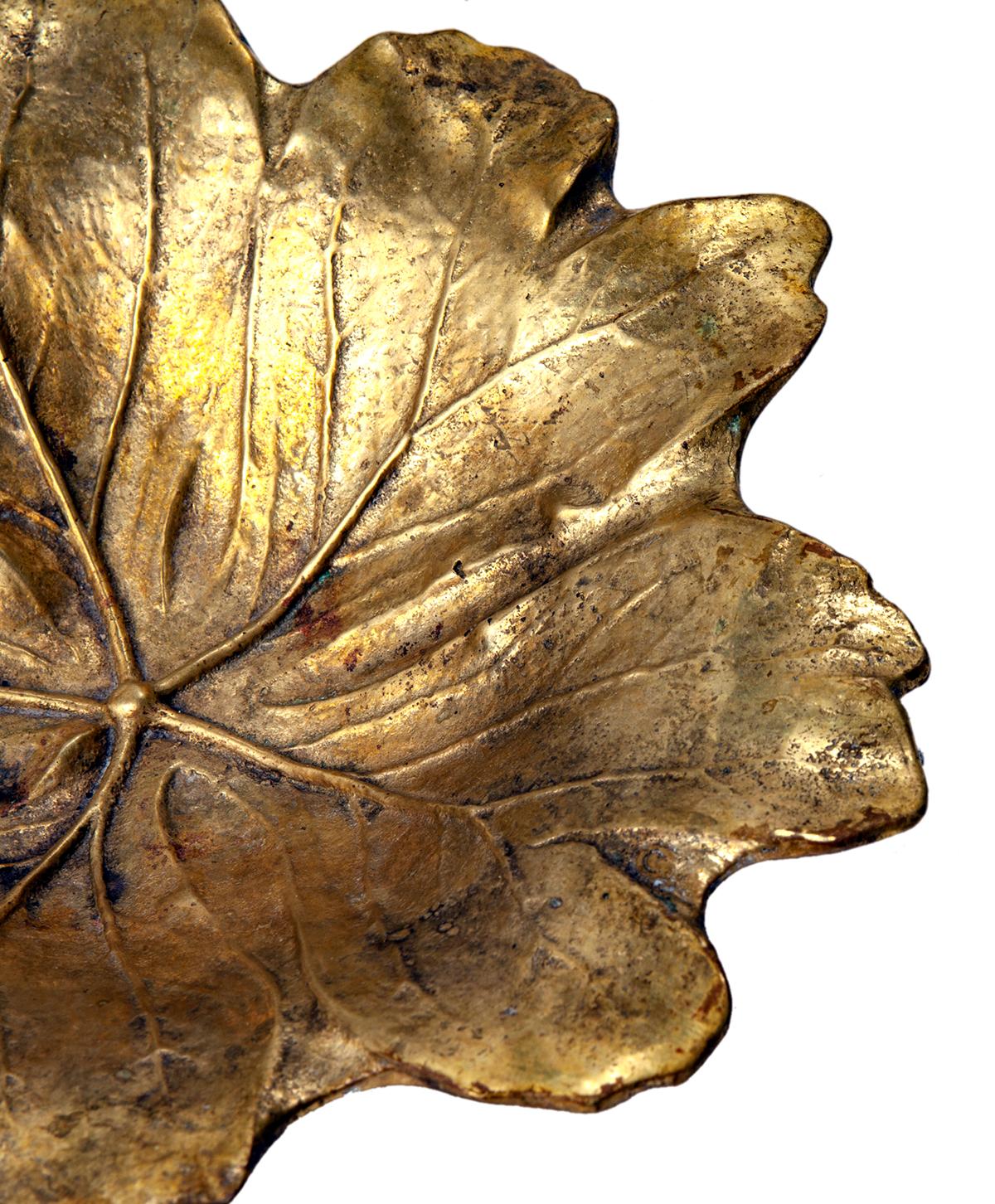 Mid-20th Century Cast Brass Mayapple Leaf Tray by Virginia Metalcrafters