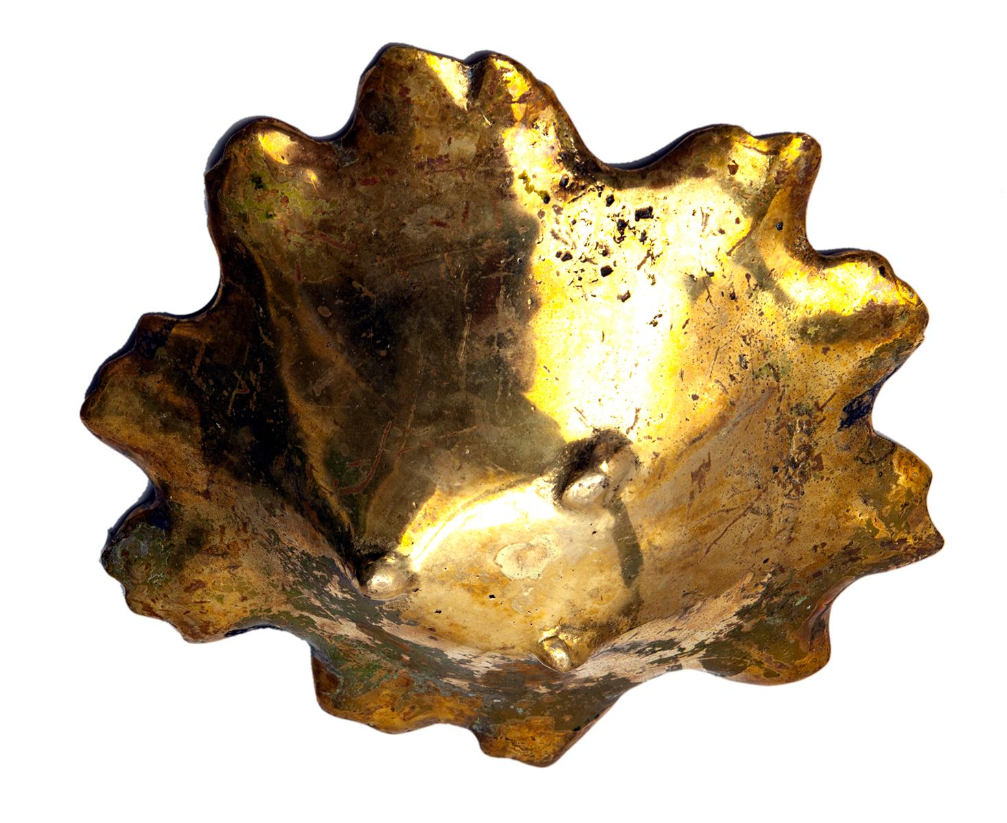 Cast Brass Mayapple Leaf Tray by Virginia Metalcrafters 1