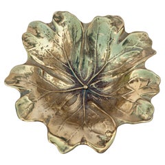 Vintage Cast Brass Mayapple Leaf Tray by Virginia Metalcrafters