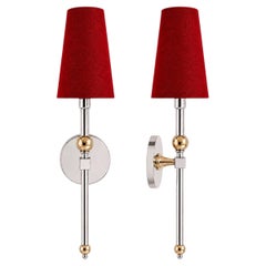 Lampada da parete Modern Deco in ottone fuso in nichel lucidato e nichel dorato