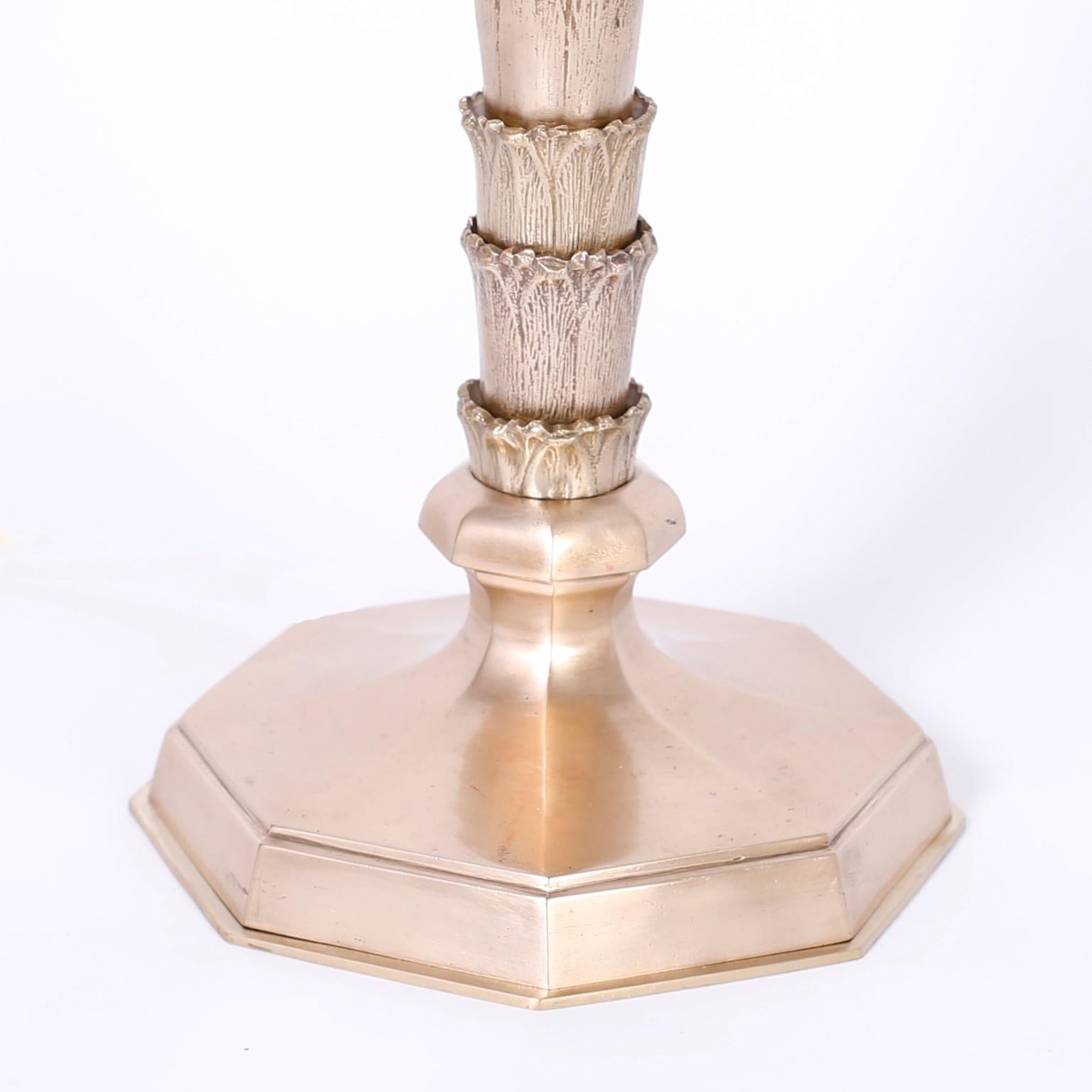 British Colonial Cast Brass Palm Tree Floor Lamp