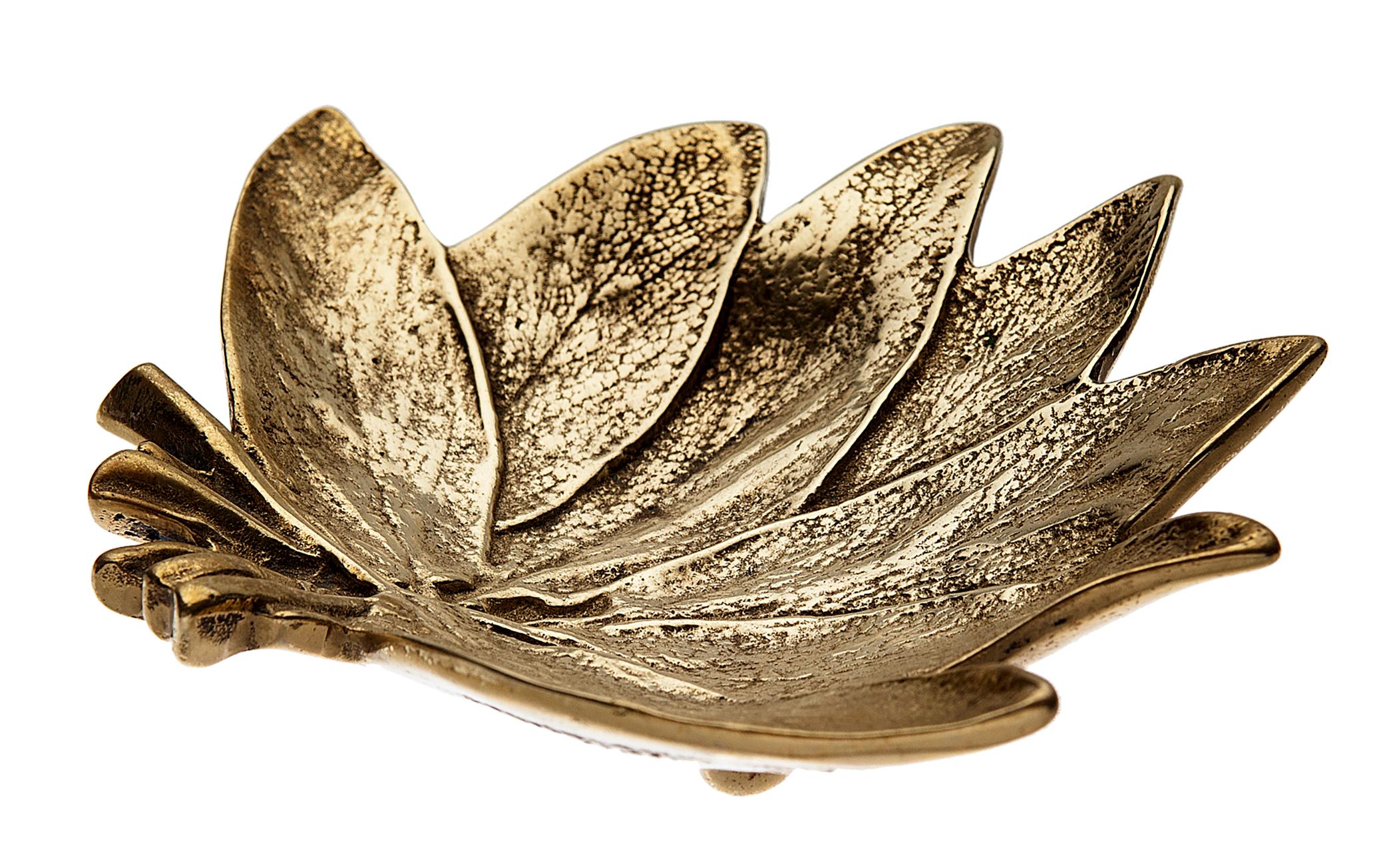 Mid-Century Modern Cast Brass Sage Leaf Tray