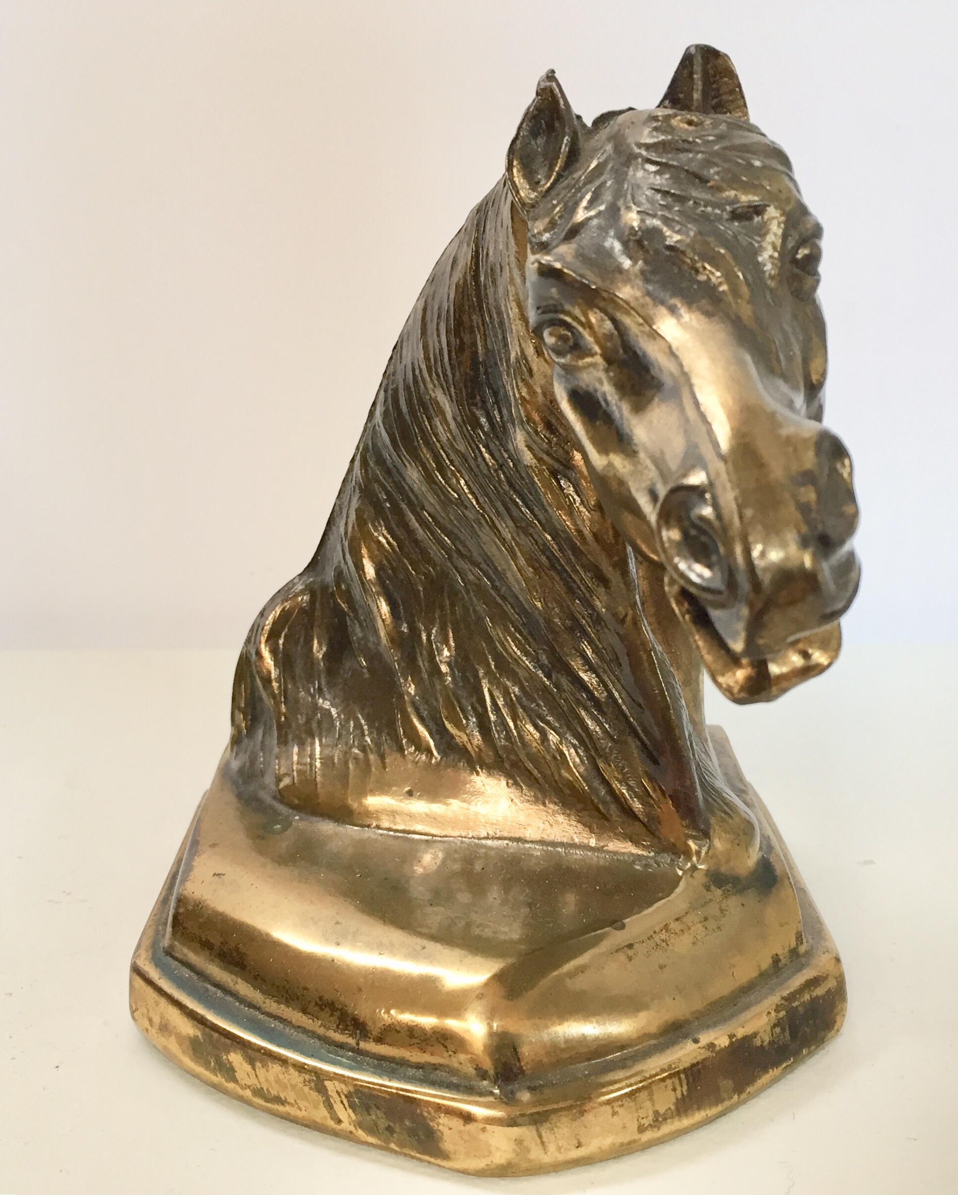 Cast Brass Sculpture of Horse Head Bust 3