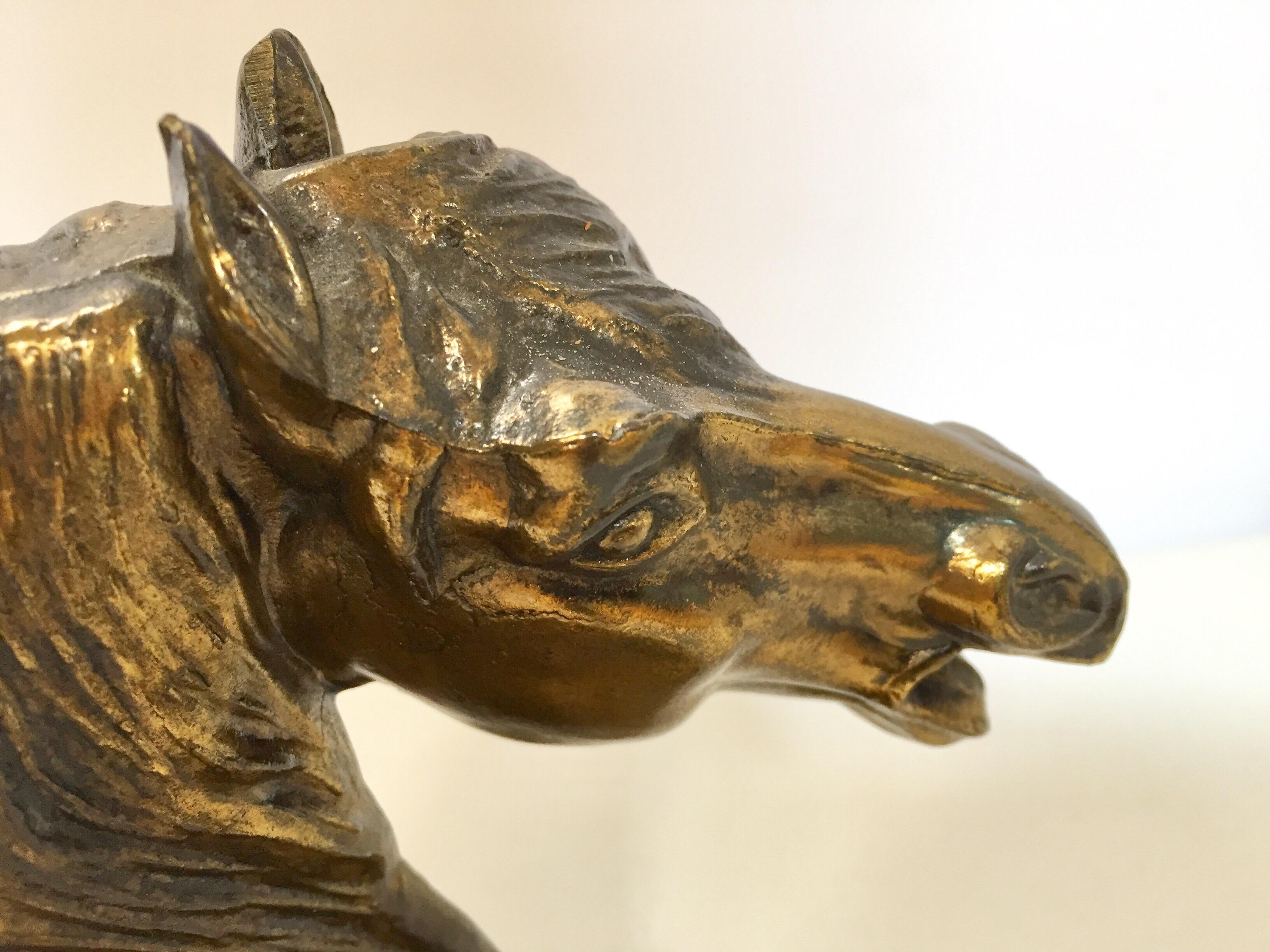Cast Brass Sculpture of Horse Head Bust 4