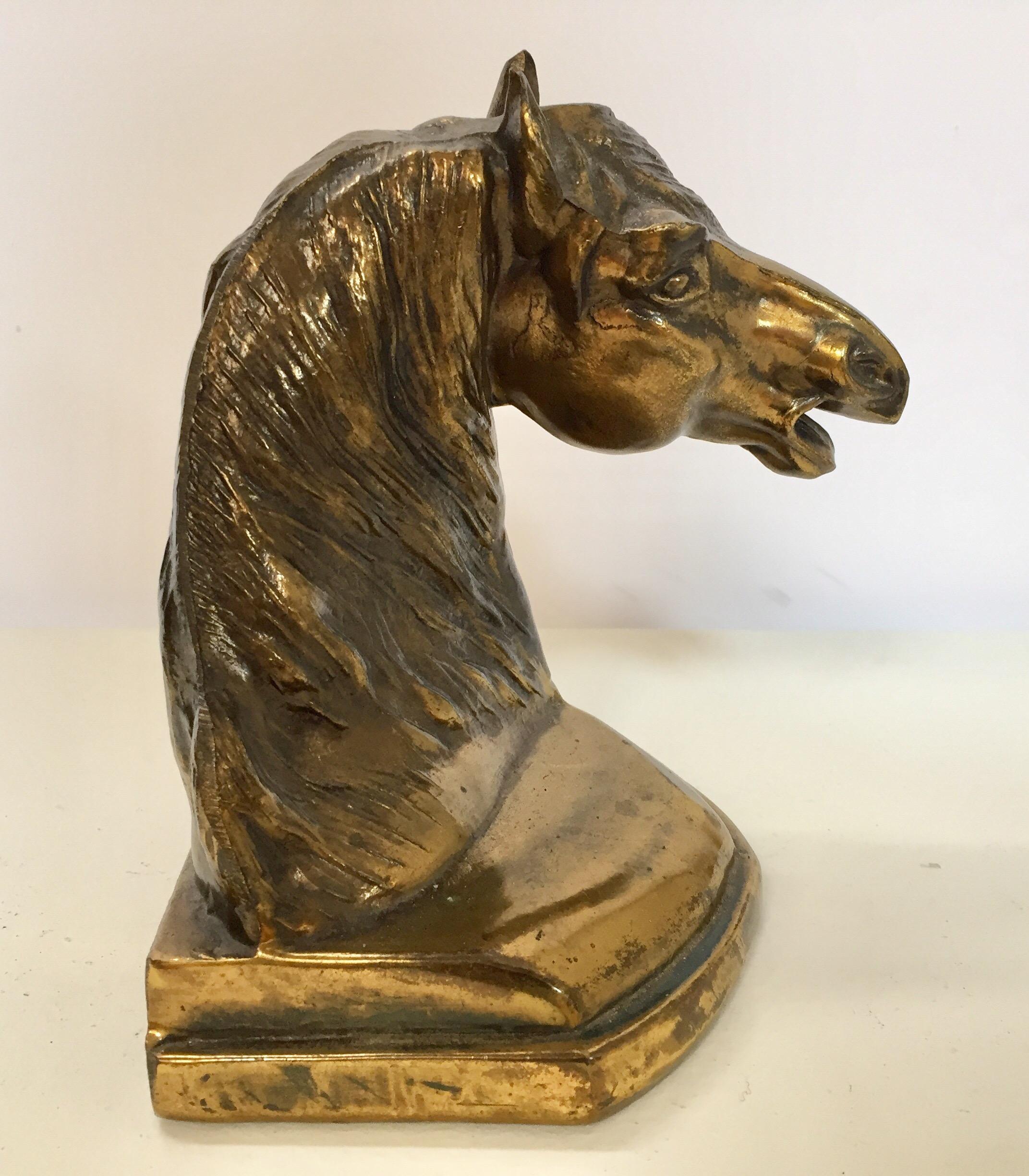 Modern Cast Brass Sculpture of Horse Head Bust