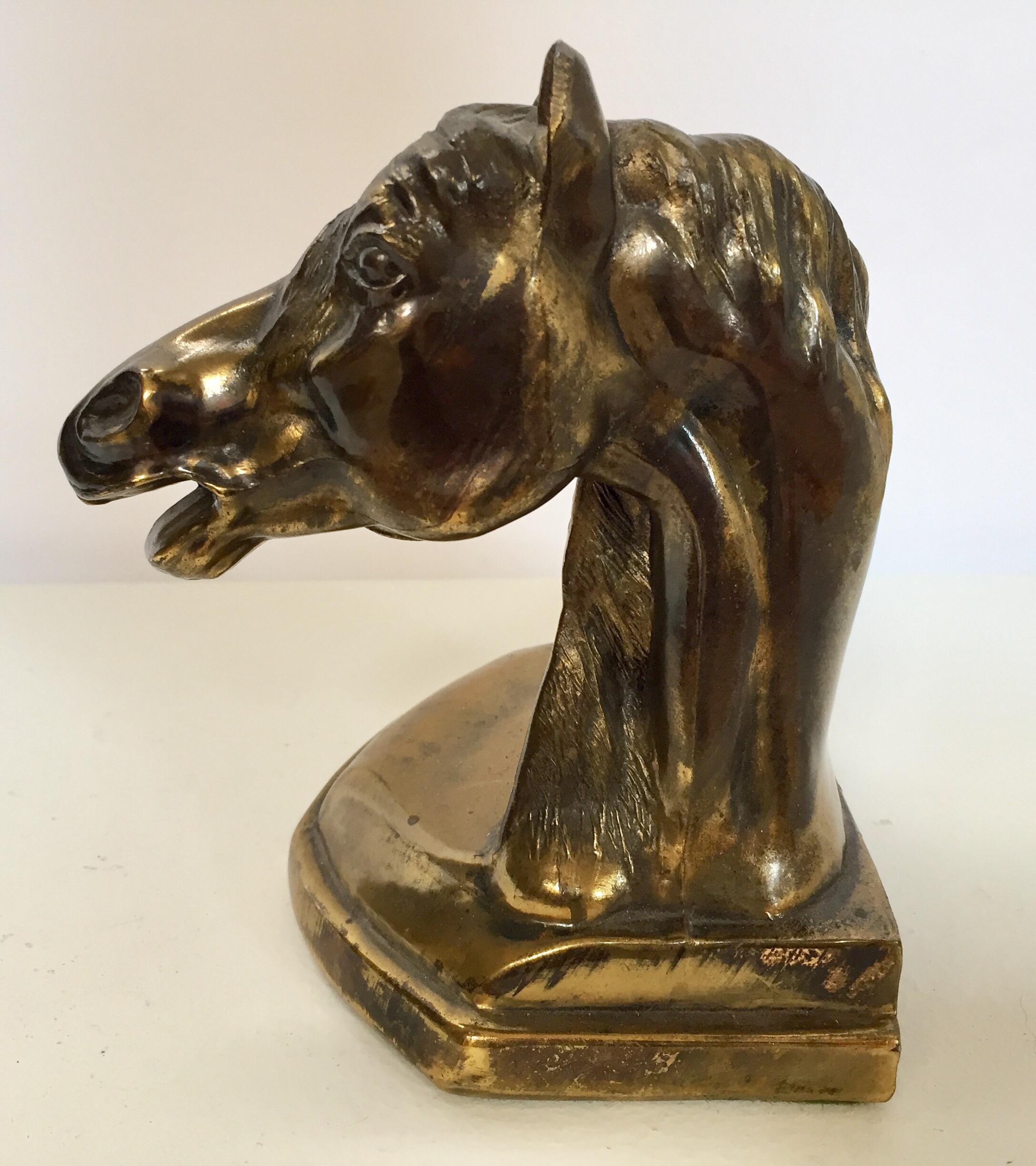 Cast Brass Sculpture of Horse Head Bust 1