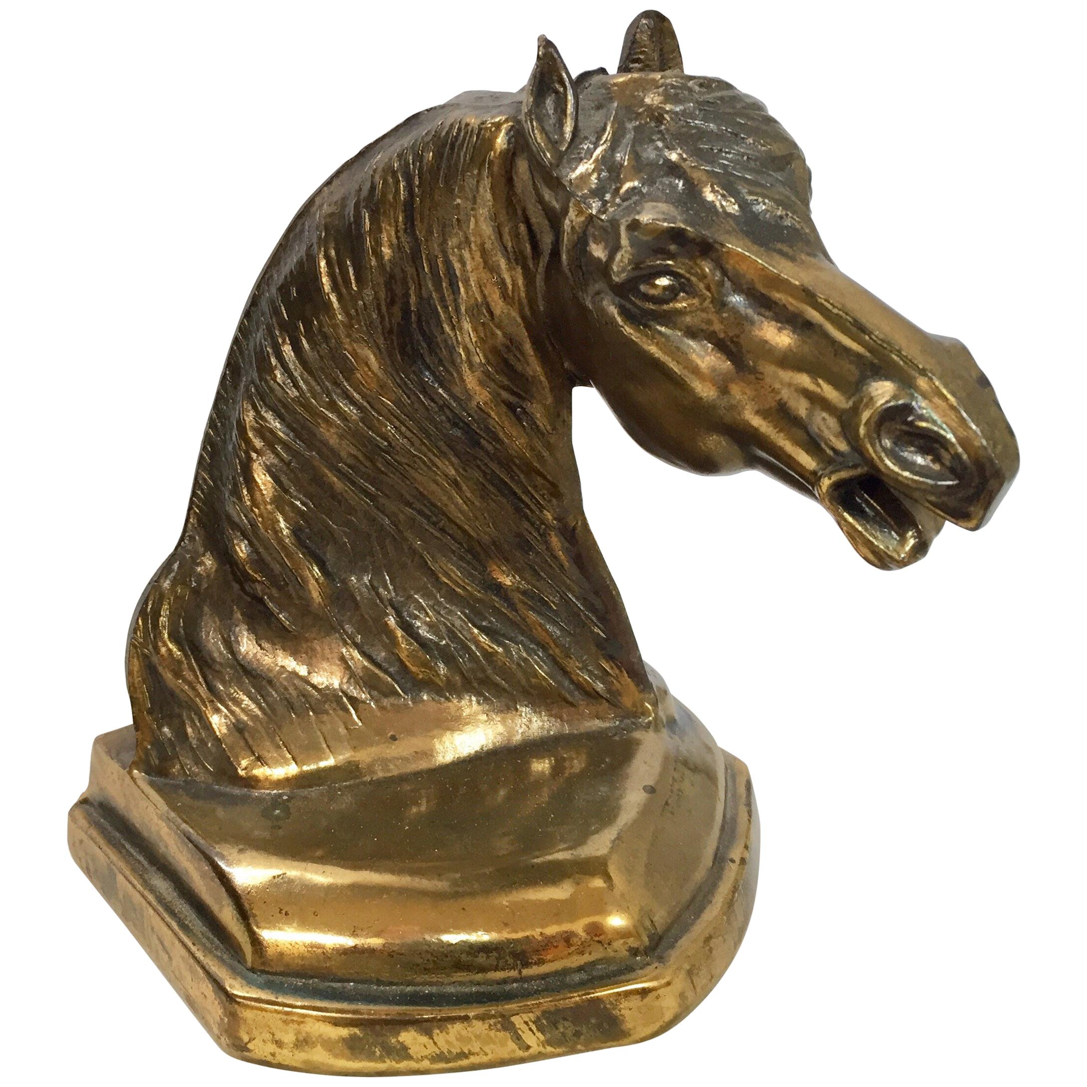Cast Brass Sculpture of Horse Head Bust
