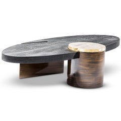 Gegossener Couchtisch aus Messingguss, Shou Sugi Ban und brüniertem Stahl von Egg Designs