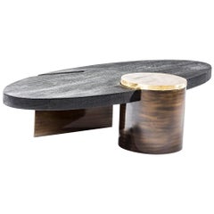 Cast Brass, Shou Sugi Ban & Burnished Steel Primal Coffee Table by Egg Designs