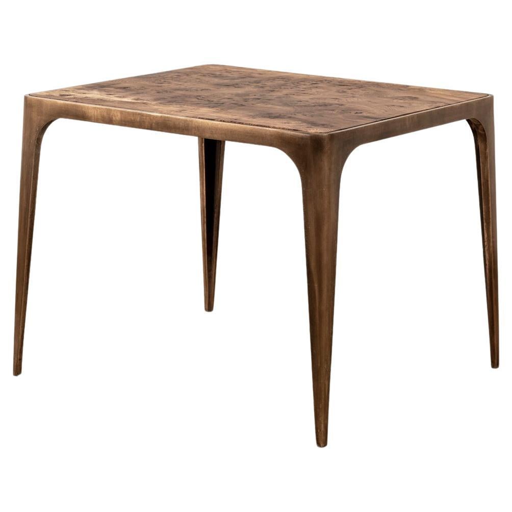Cast-Brass Side Table with Solid Burr Oak Top, Unique Piece For Sale 5