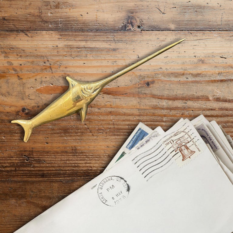 Cast Brass Swordfish Letter Opener For Sale at 1stDibs