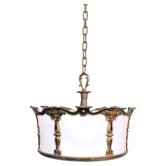 Cast Brass Theatre Pendant with Bent Glass