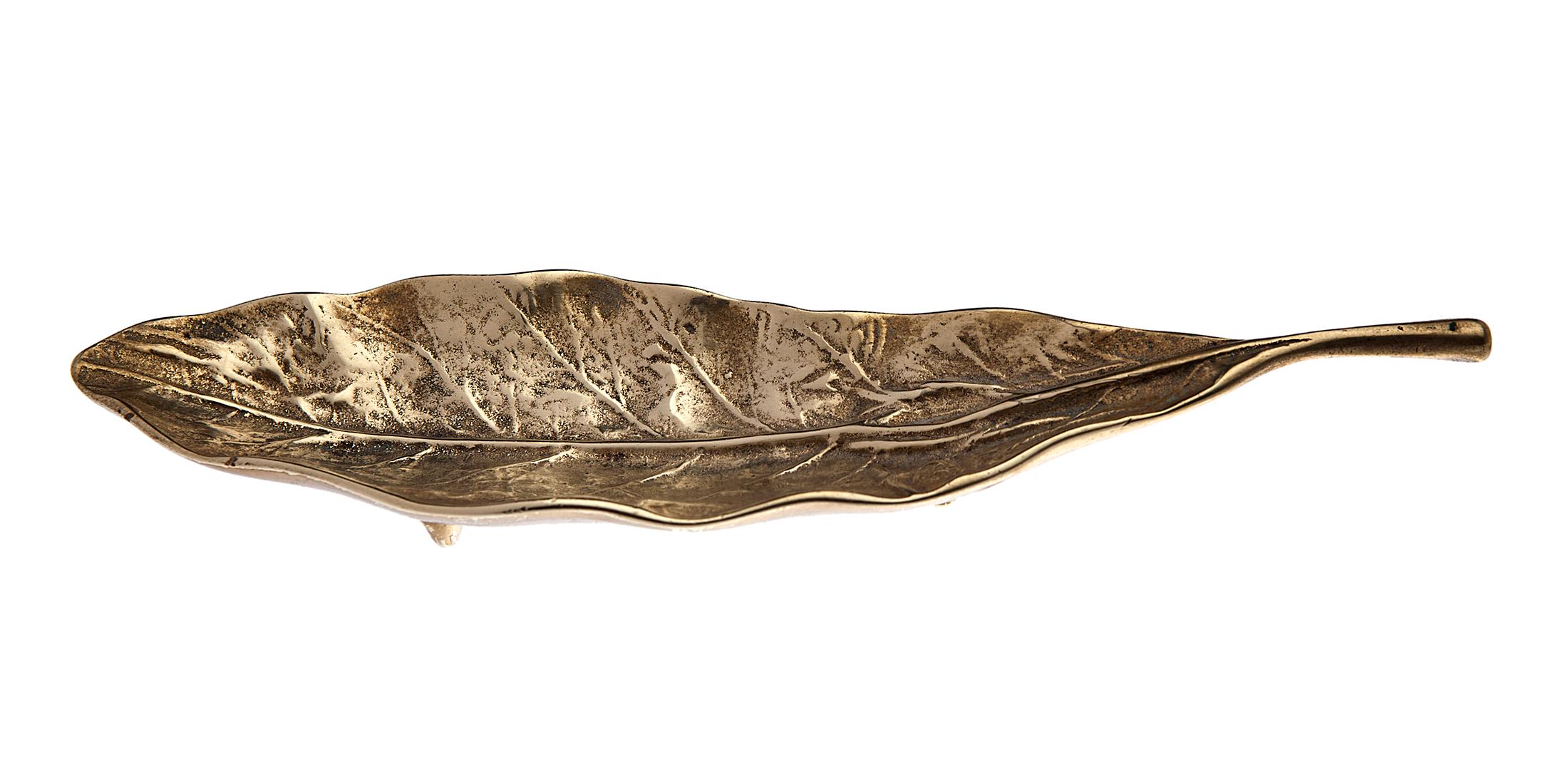 Organic Modern Cast Brass Tobacco Leaf Tray by Oskar JW Hansen