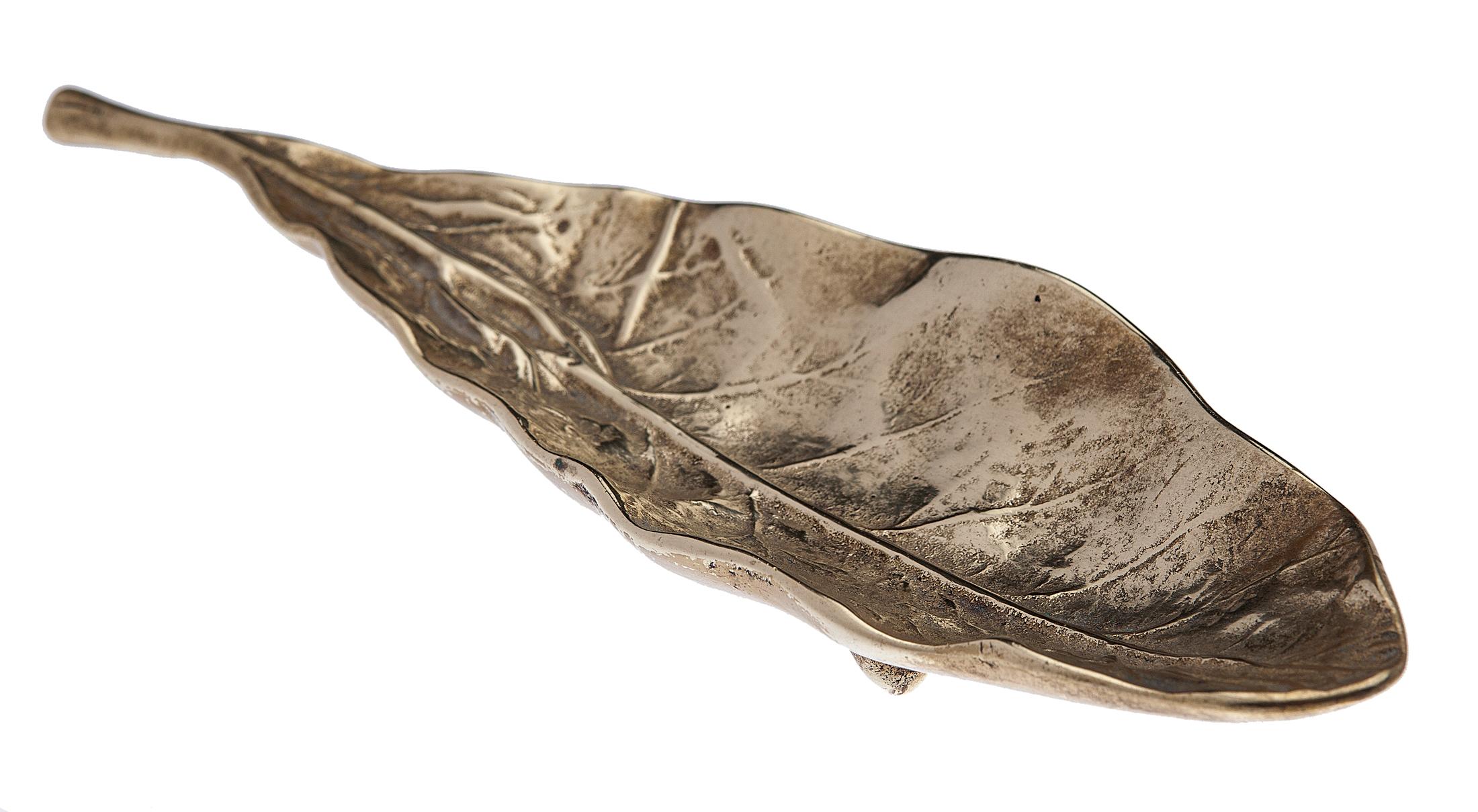 North American Cast Brass Tobacco Leaf Tray by Oskar JW Hansen