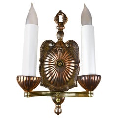 Cast Brass Two-Arm Two-Tone Finish Wall Sconce